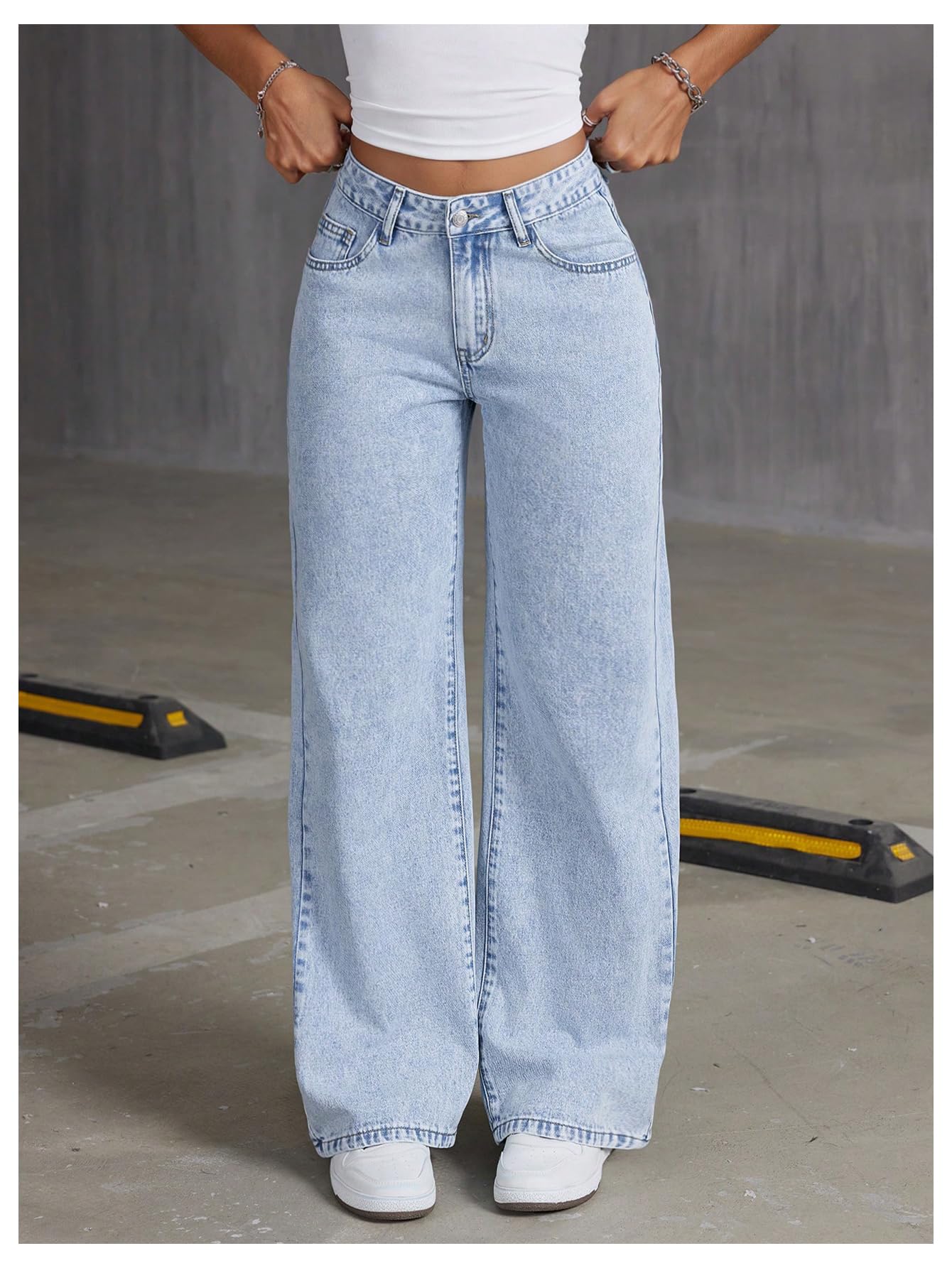 Foto 2 | Jeans Floerns Y2k De Pierna Recta Boyfriend Light Wash Para Mujer - Venta Internacional.