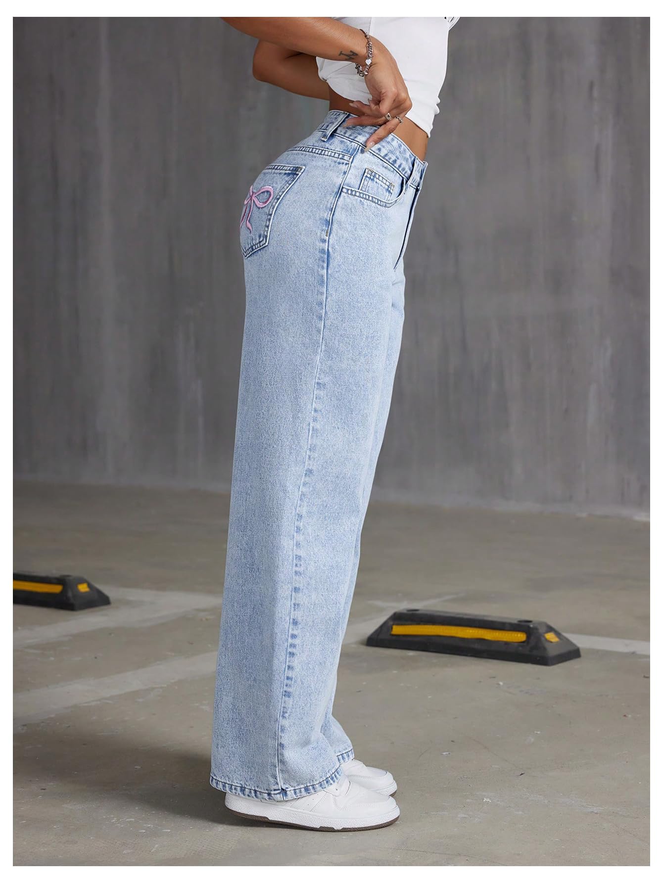 Foto 4 | Jeans Floerns Y2k De Pierna Recta Boyfriend Light Wash Para Mujer - Venta Internacional.