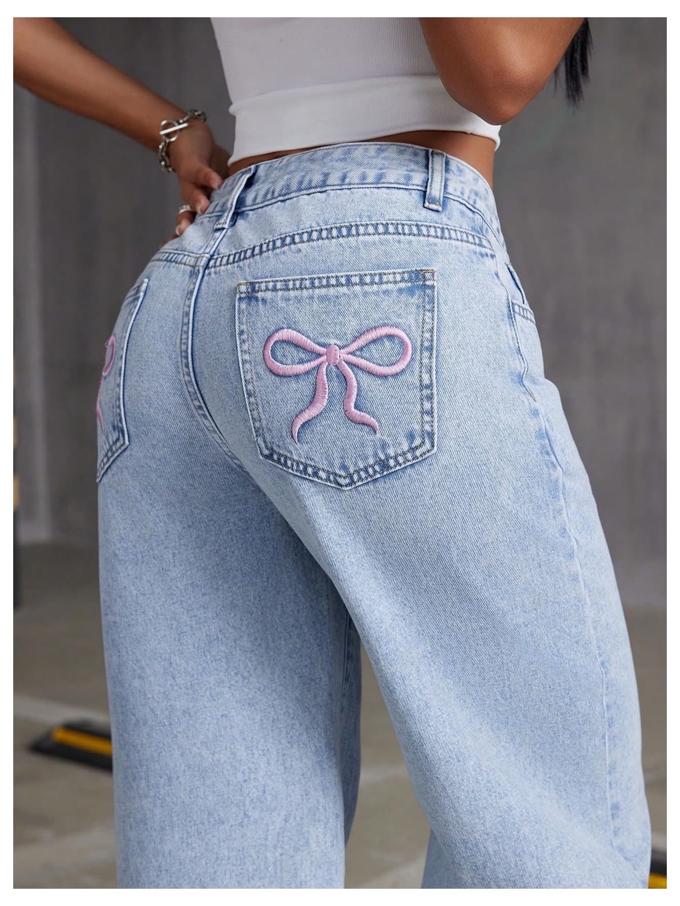 Foto 5 | Jeans Floerns Y2k De Pierna Recta Boyfriend Light Wash Para Mujer - Venta Internacional.