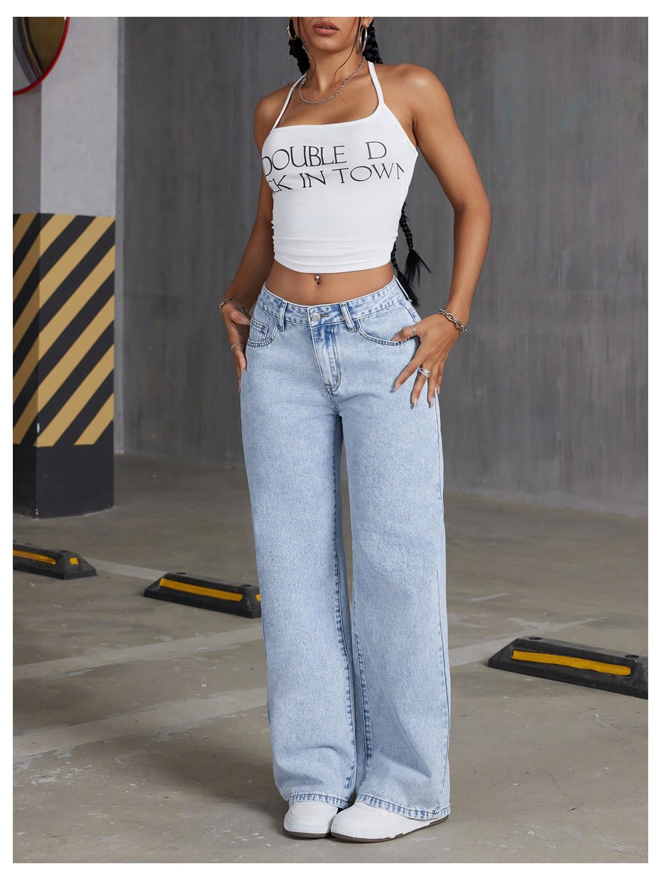 Foto 6 | Jeans Floerns Y2k De Pierna Recta Boyfriend Light Wash Para Mujer - Venta Internacional.