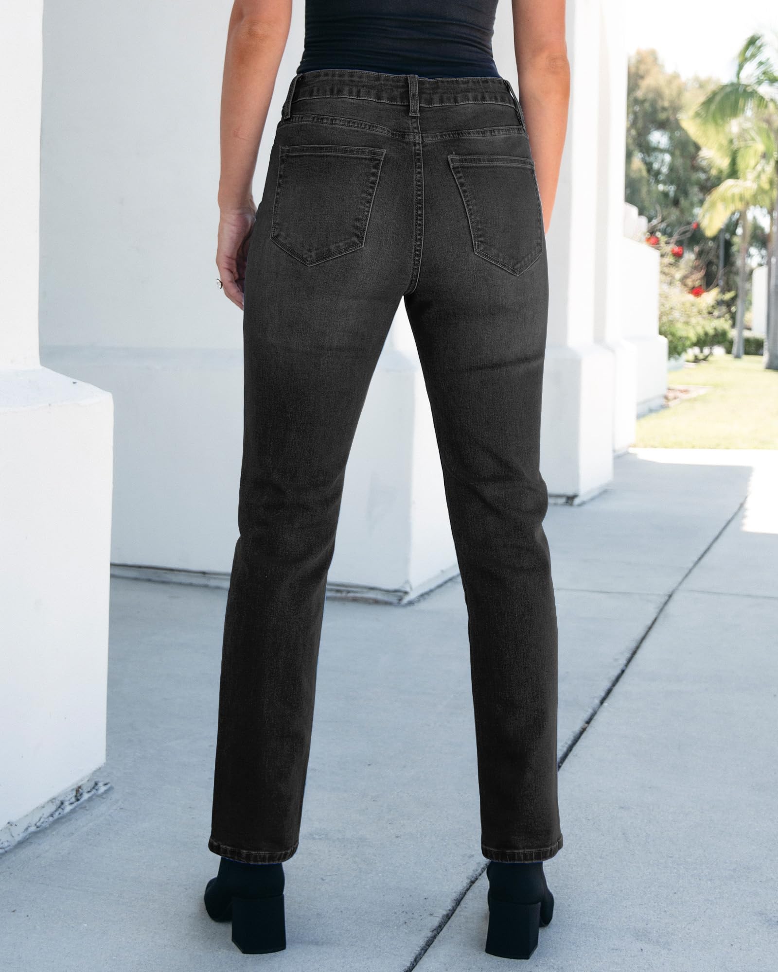 Foto 3 | Vaqueros Grapent Para Mujer, Talle Alto, Pierna Recta, Talla M/8-10, Color Negro - Venta Internacional.