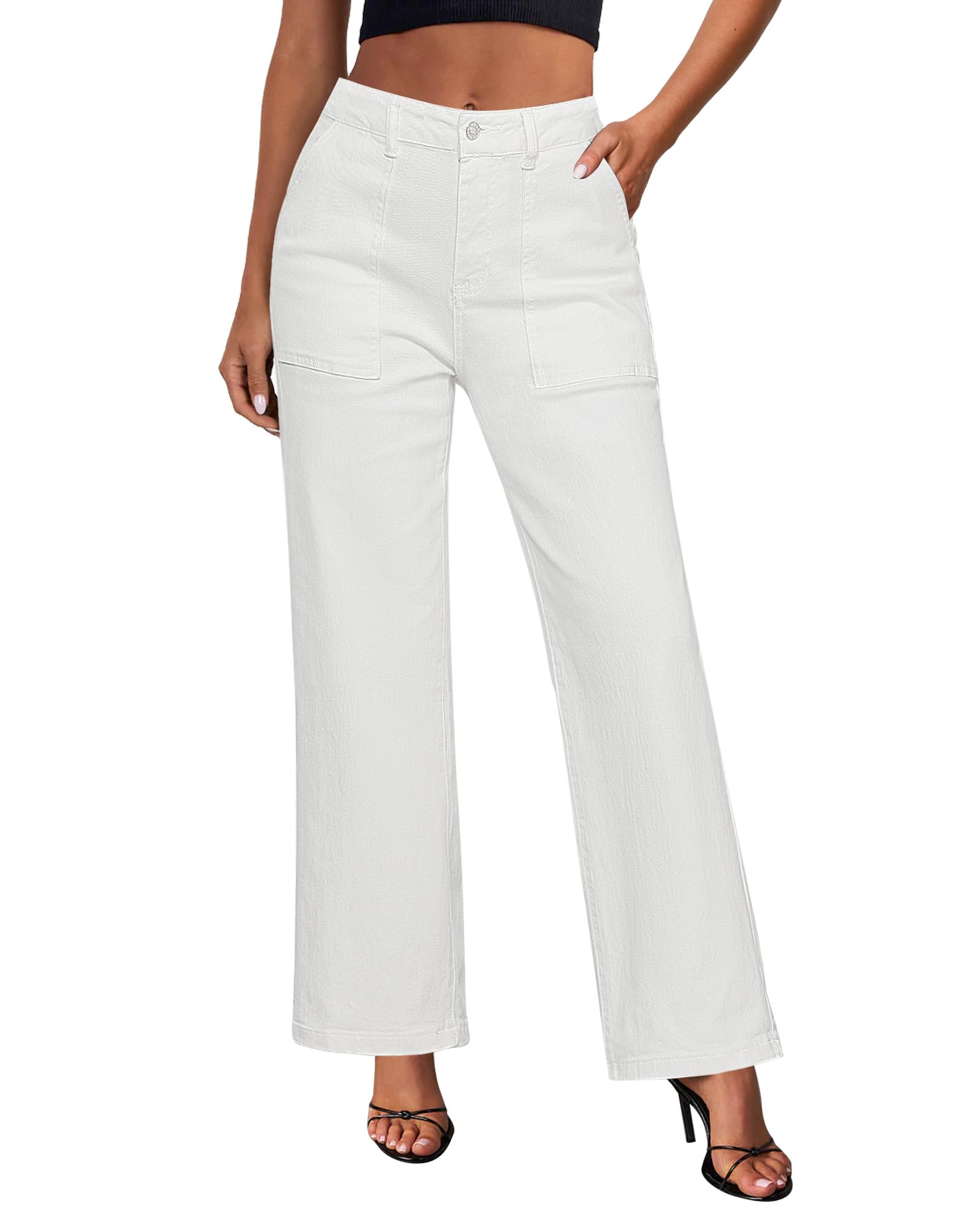 Foto 1 | Vaqueros Grapent Blancos De Cintura Alta Y Pierna Recta Para Mujer - Venta Internacional.