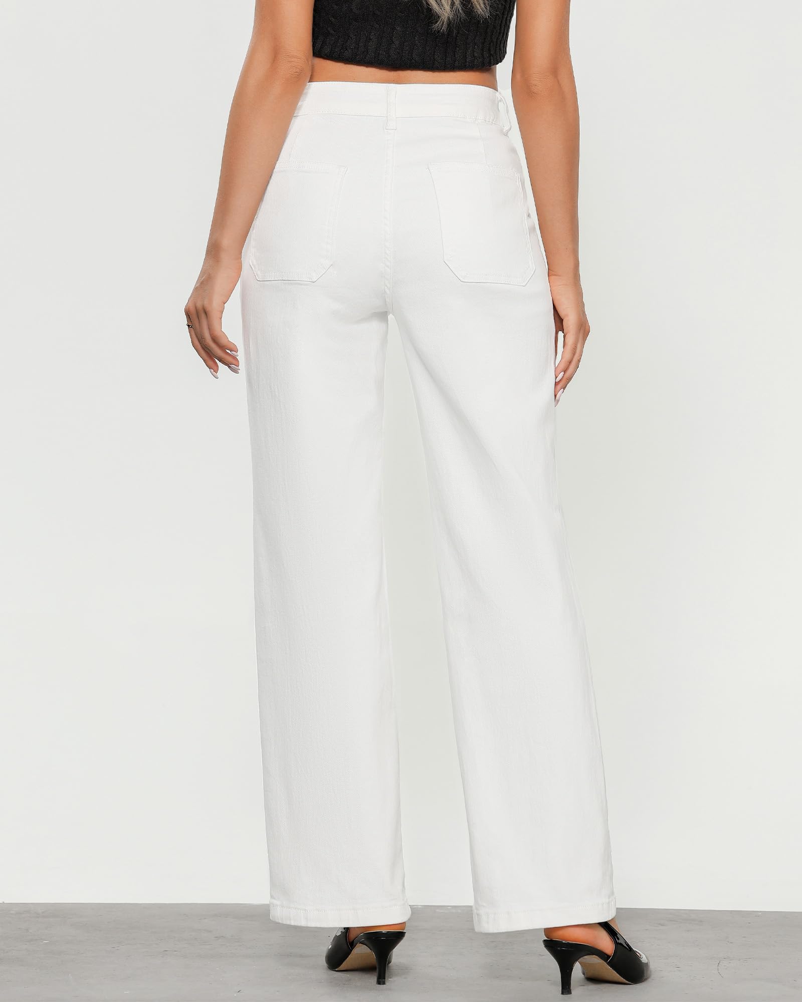 Foto 3 | Vaqueros Grapent Blancos De Cintura Alta Y Pierna Recta Para Mujer - Venta Internacional.