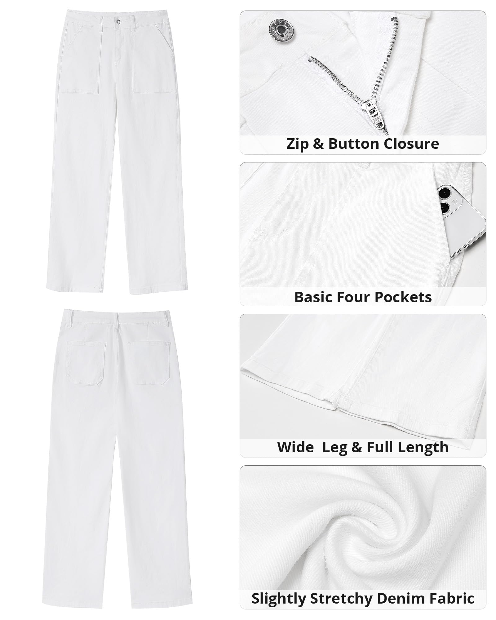 Foto 6 | Vaqueros Grapent Blancos De Cintura Alta Y Pierna Recta Para Mujer - Venta Internacional.