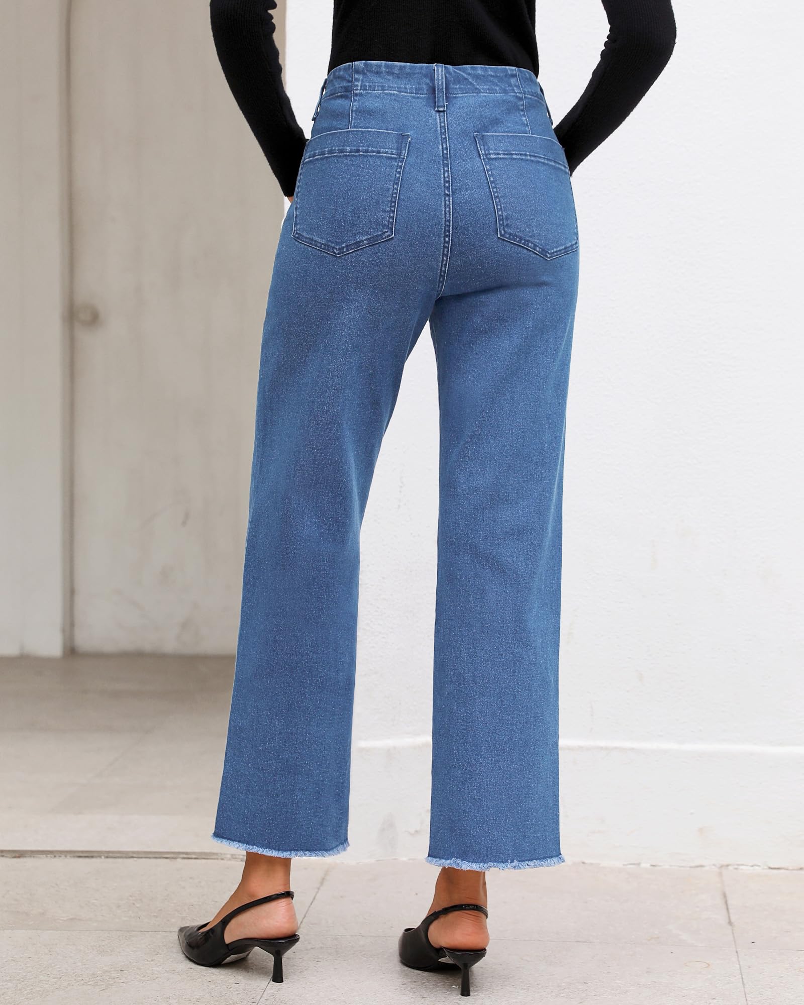 Foto 3 | Vaqueros Grapent Para Mujer, Cintura Alta, Pierna Ancha, Talla 14, Azul - Venta Internacional.