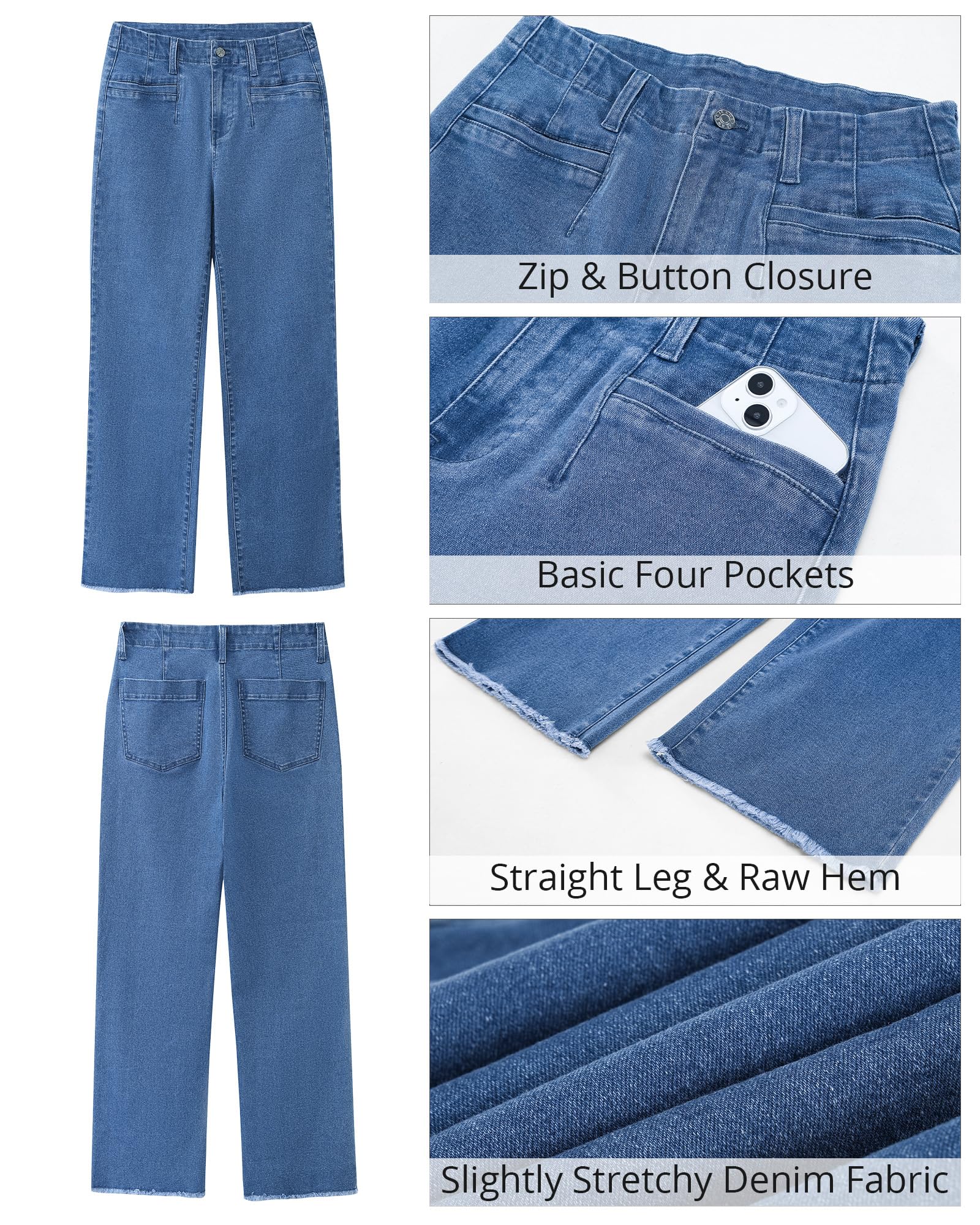 Foto 6 | Vaqueros Grapent Para Mujer, Cintura Alta, Pierna Ancha, Talla 14, Azul - Venta Internacional.