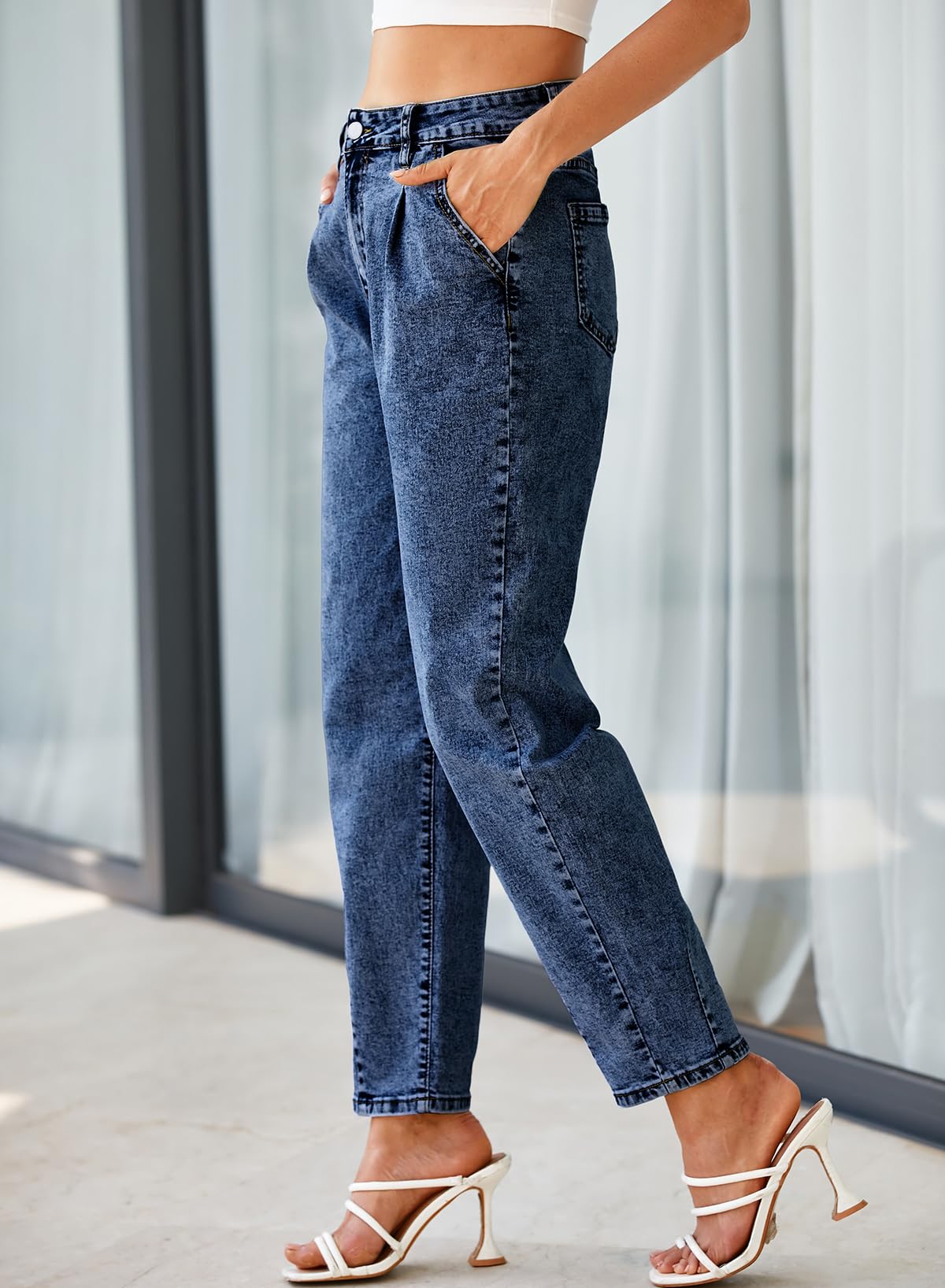 Foto 4 pulgar | Jeans Evaless 2024 Boyfriend Para Mujer, Cintura Alta, Para Mamá - Venta Internacional.