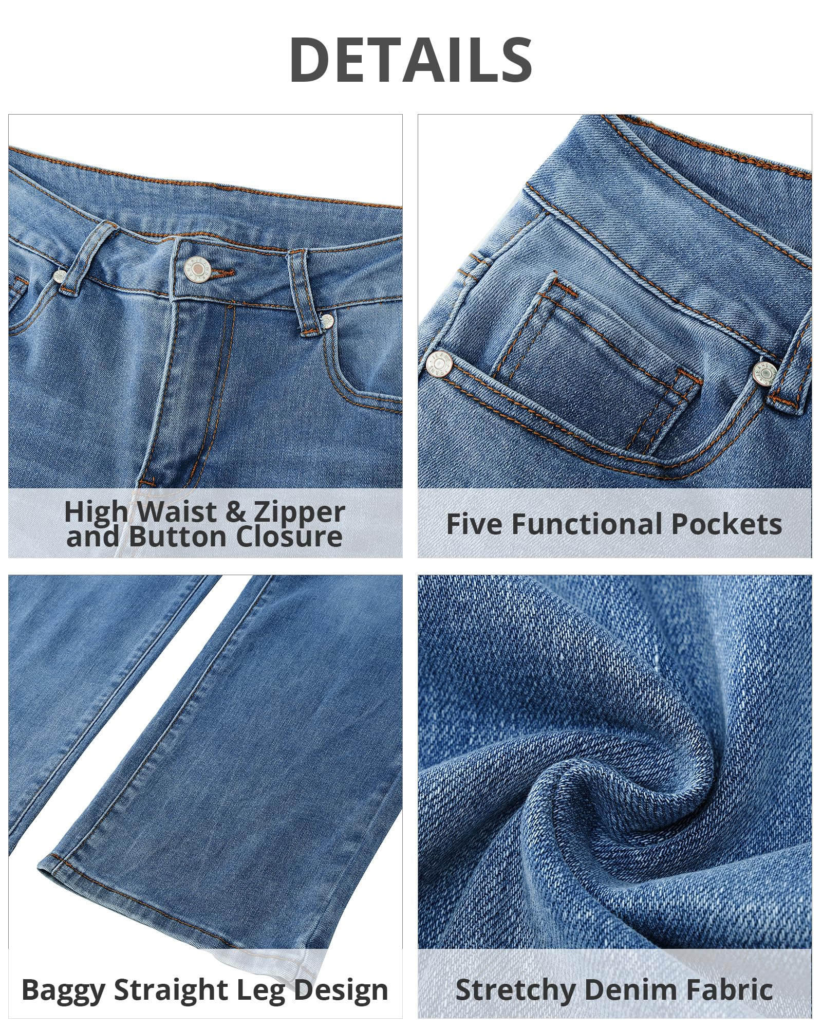 Foto 5 | Pantalones Vaqueros Grapent, Azul Oscuro, Cintura Alta, Holgados De Los Años 90 Para Mujer S - Venta Internacional.