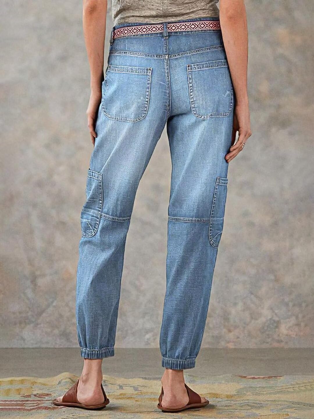 Foto 2 | Vaqueros Flamingals De Pierna Recta Con Botones Y Bragueta Para Mujer, Color Azul Claro - Venta Internacional.