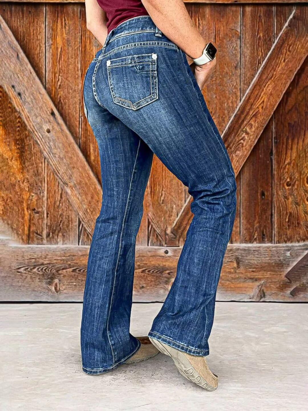 Foto 3 pulgar | Jeans Flamingals Bootcut Azul Marino Para Levantamiento De Glúteos Para Mujer - Venta Internacional.