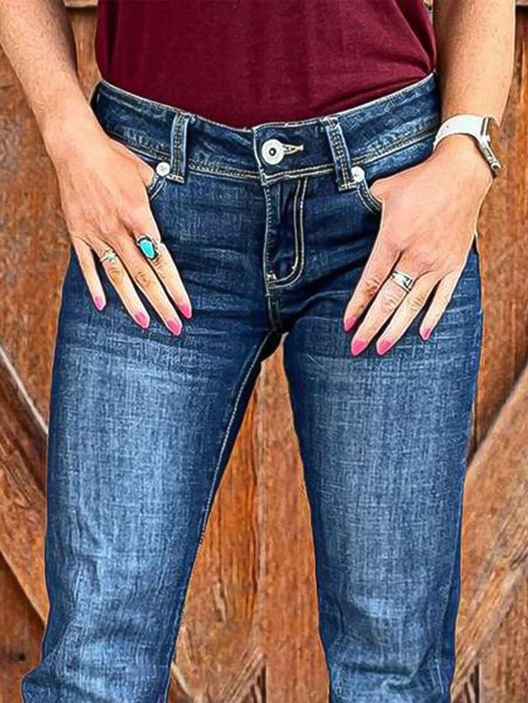 Foto 6 pulgar | Jeans Flamingals Bootcut Azul Marino Para Levantamiento De Glúteos Para Mujer - Venta Internacional.