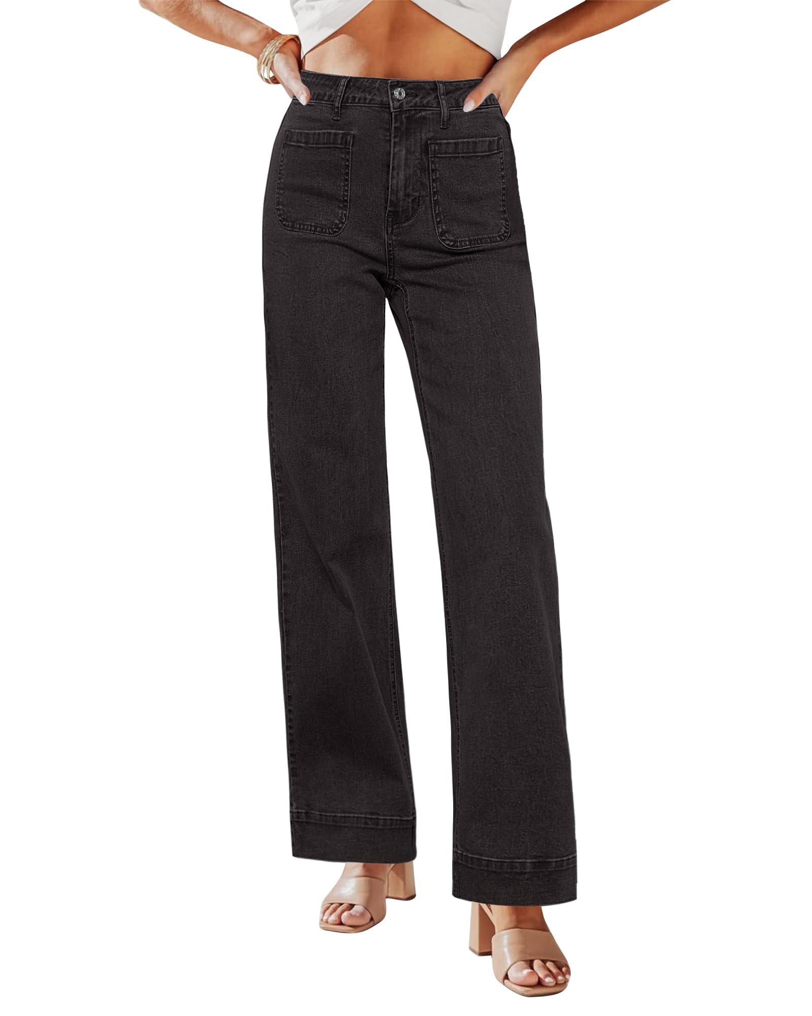 Foto 2 pulgar | Pantalones Anchos Grapent Jeans Acampanados De Cintura Alta Para Mujer - Venta Internacional.