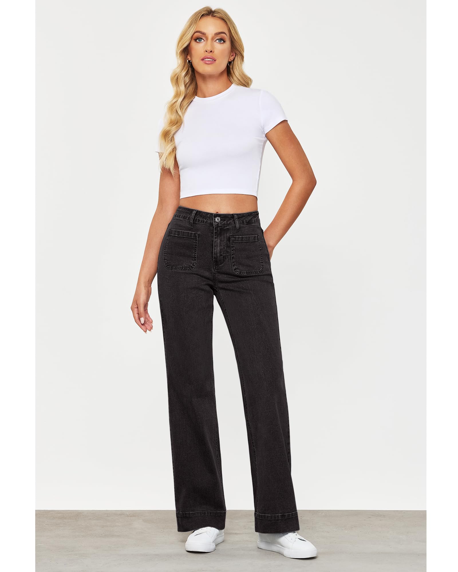 Foto 5 pulgar | Pantalones Anchos Grapent Jeans Acampanados De Cintura Alta Para Mujer - Venta Internacional.