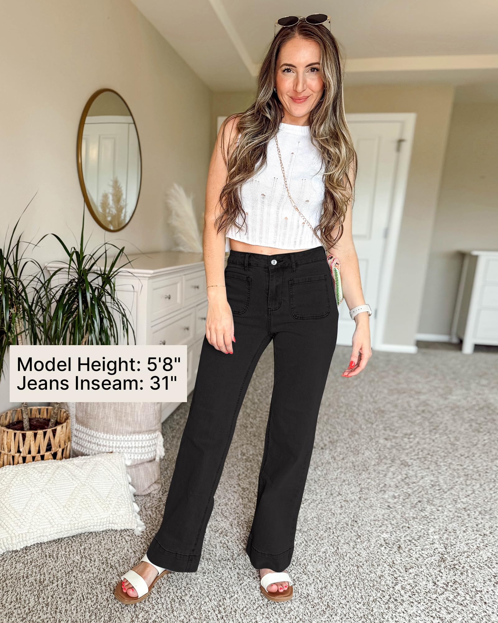 Foto 6 pulgar | Pantalones Anchos Grapent Jeans Acampanados De Cintura Alta Para Mujer - Venta Internacional.