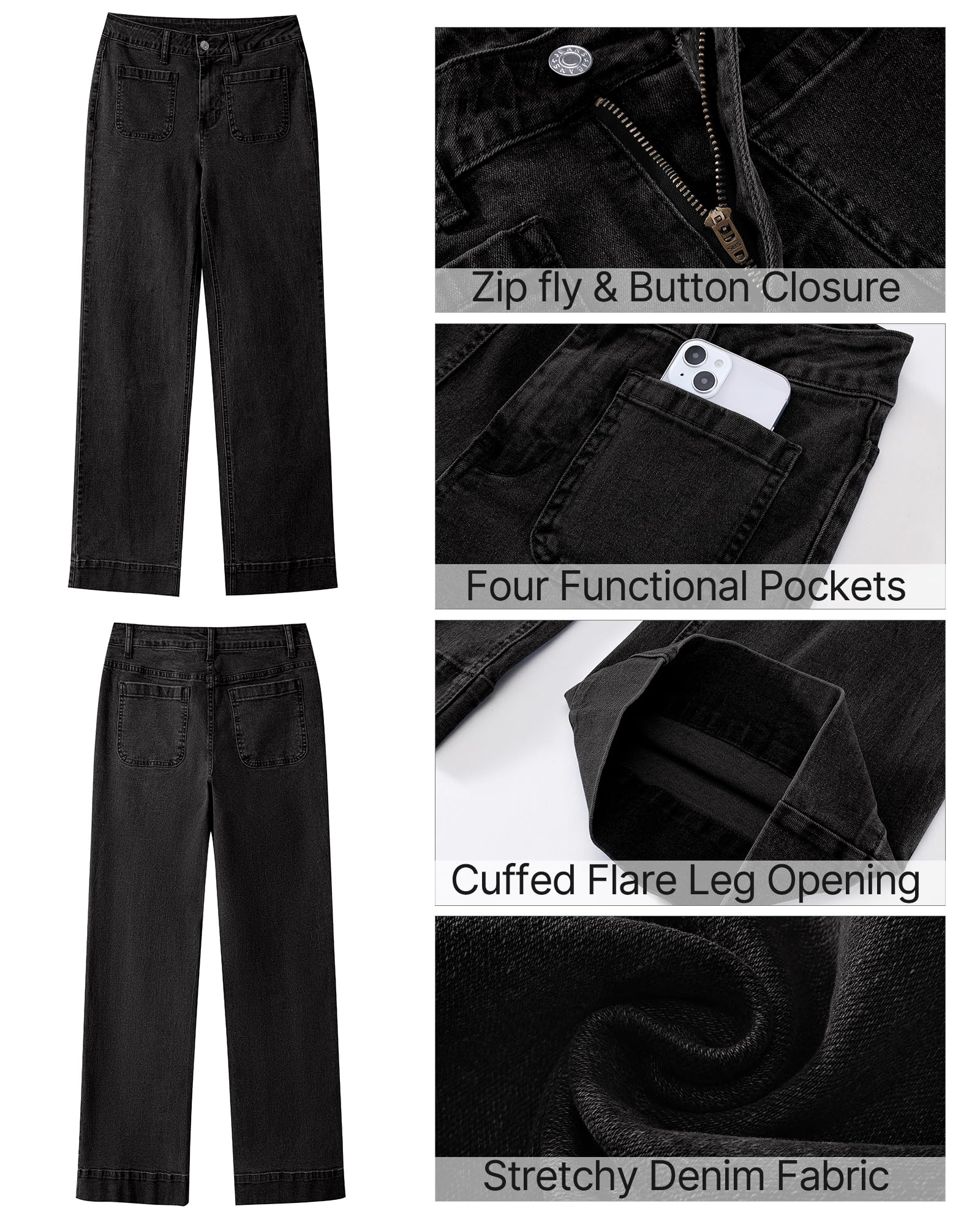 Foto 7 pulgar | Pantalones Anchos Grapent Jeans Acampanados De Cintura Alta Para Mujer - Venta Internacional.