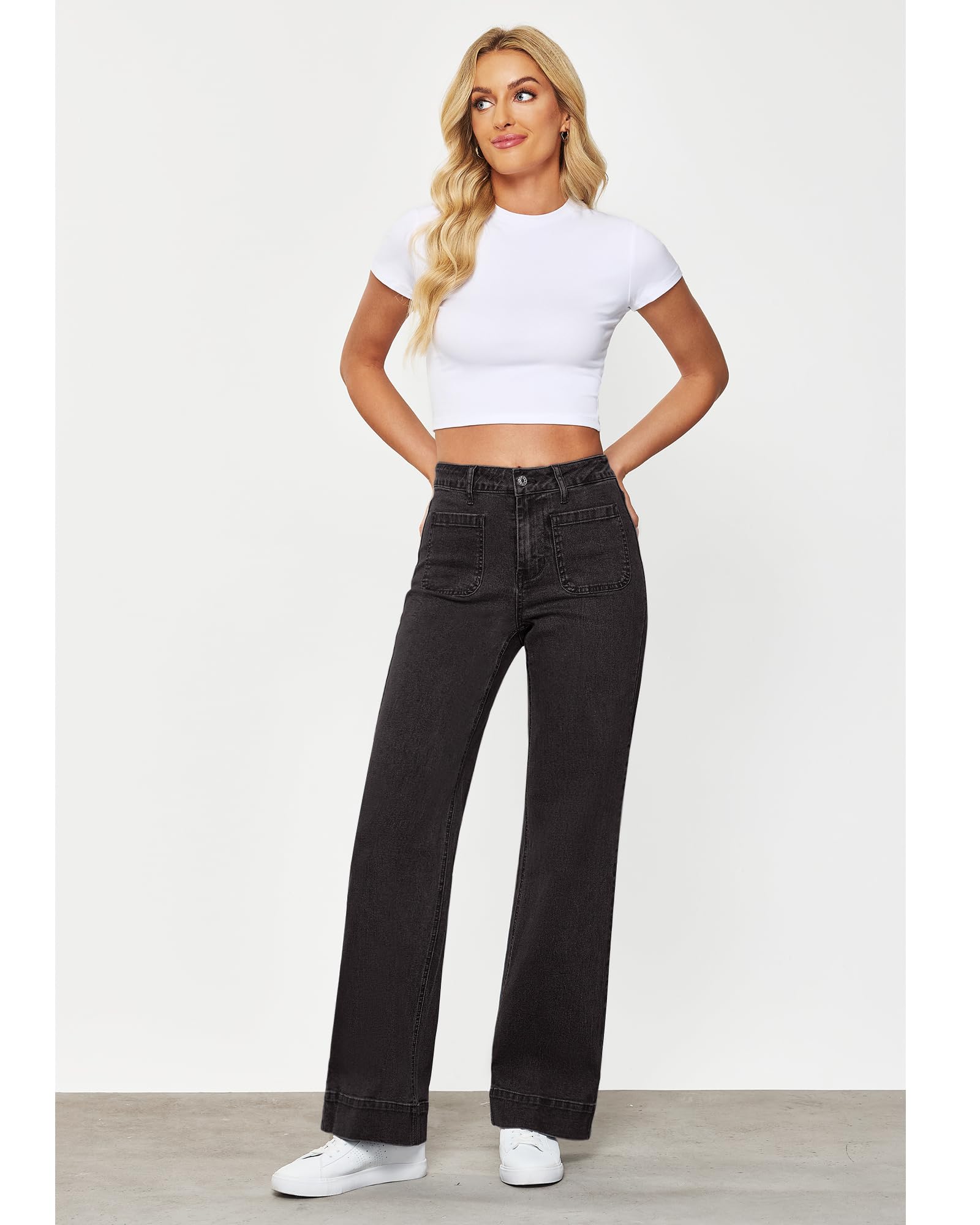 Foto 8 pulgar | Pantalones Anchos Grapent Jeans Acampanados De Cintura Alta Para Mujer - Venta Internacional.
