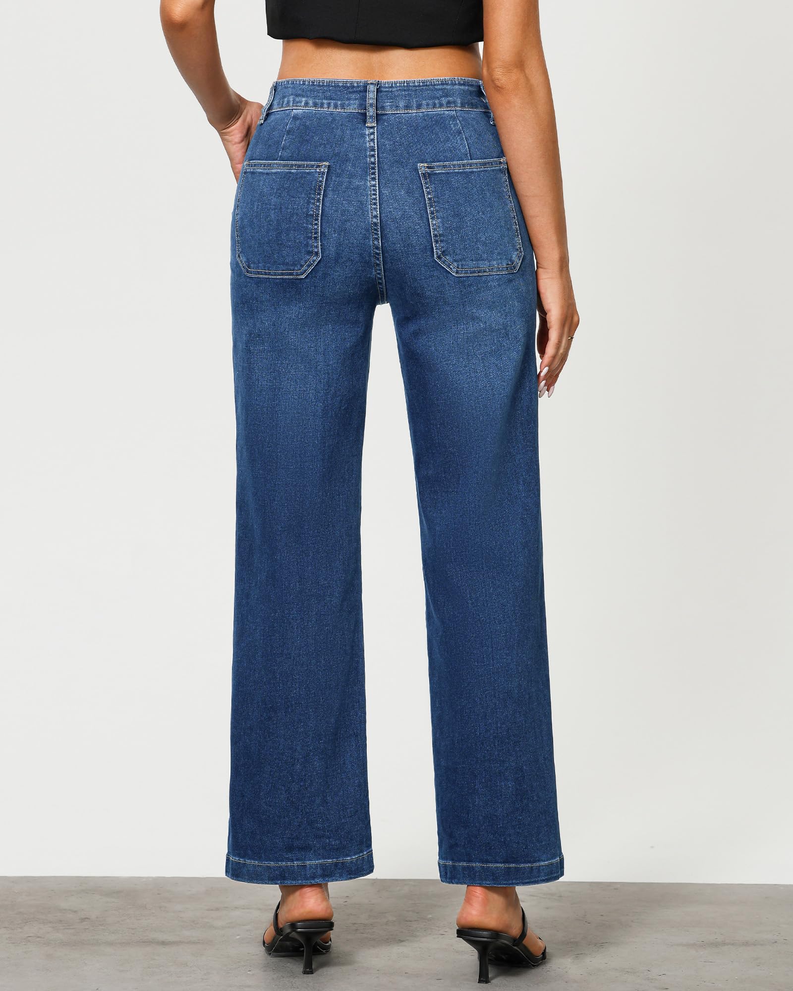 Foto 4 pulgar | Pantalones Vaqueros Grapent Holgados De Cintura Alta Para Mujer, Pierna Ancha, Entrepierna De 30 Cm - Venta Internacio