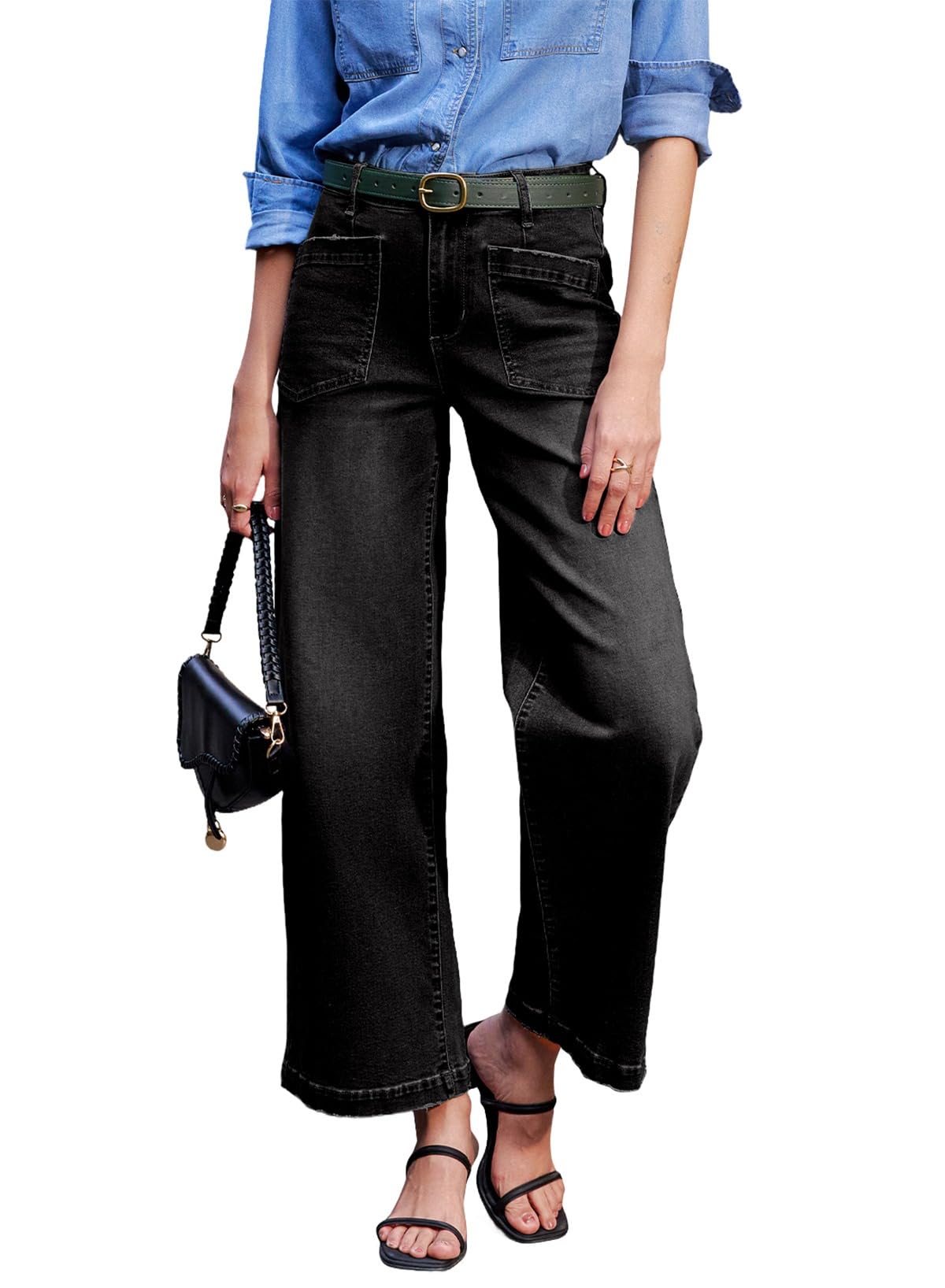 Foto 1 | Jeans Sidefeel, Cintura Alta, Piernas Rectas, Elásticos, Para Mujer - Venta Internacional.