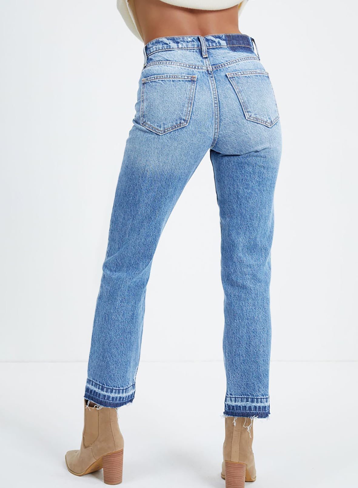 Foto 4 pulgar | Jeans Astylish Con Cintura Alta Y Tobillo Recto Para Mujer - Venta Internacional.