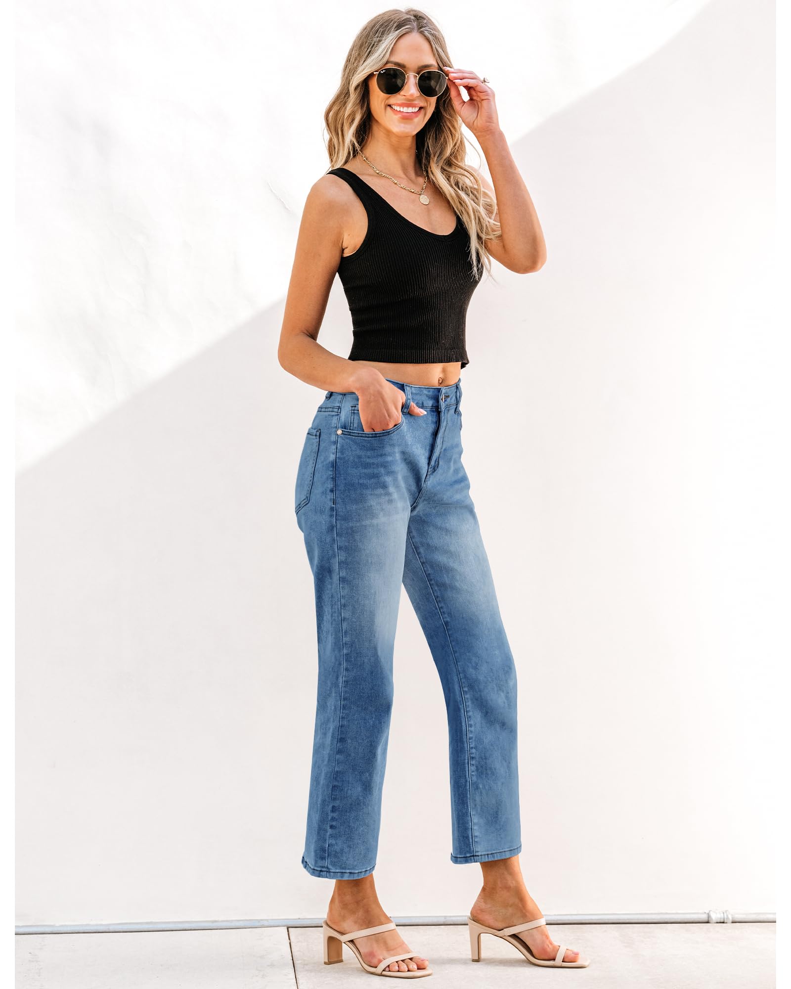 Foto 5 pulgar | Pantalones Grapent De Pierna Ancha Para Mujer, Verano, Casual, De Negocios, Azul - Venta Internacional.