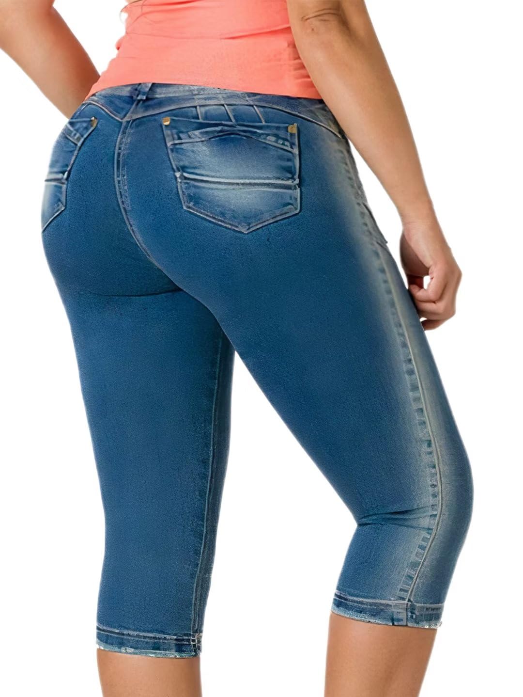 Foto 4 pulgar | Vaqueros Flamingals Para Levantar Glúteos, Ajustados A Media Cintura, Azul Pálido, Talla S - Venta Internacional.