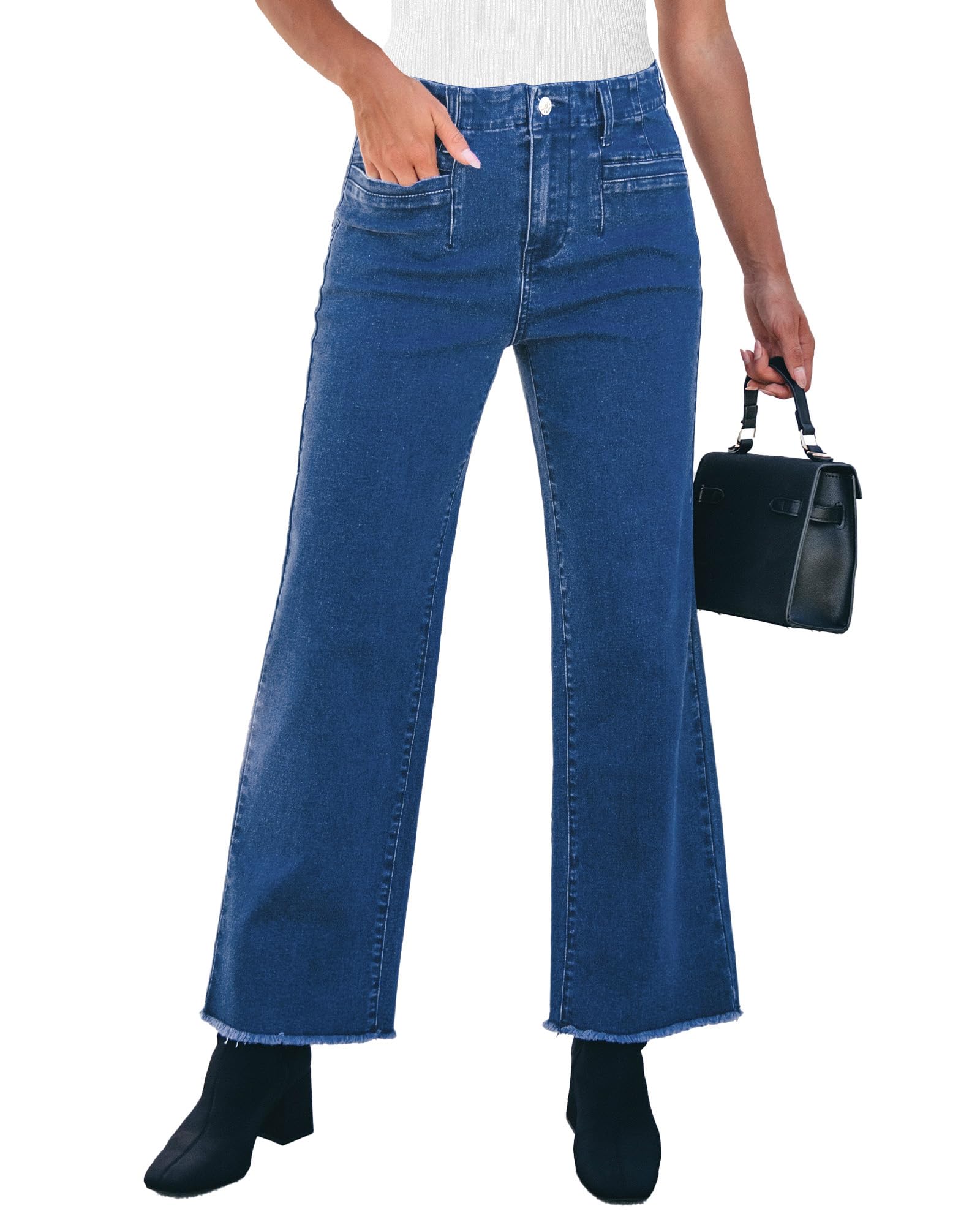 Jeans Grapent Azul Claro Recortados De Pierna Ancha Y Cintura Alta Para Mujer - Venta Internacional. $874