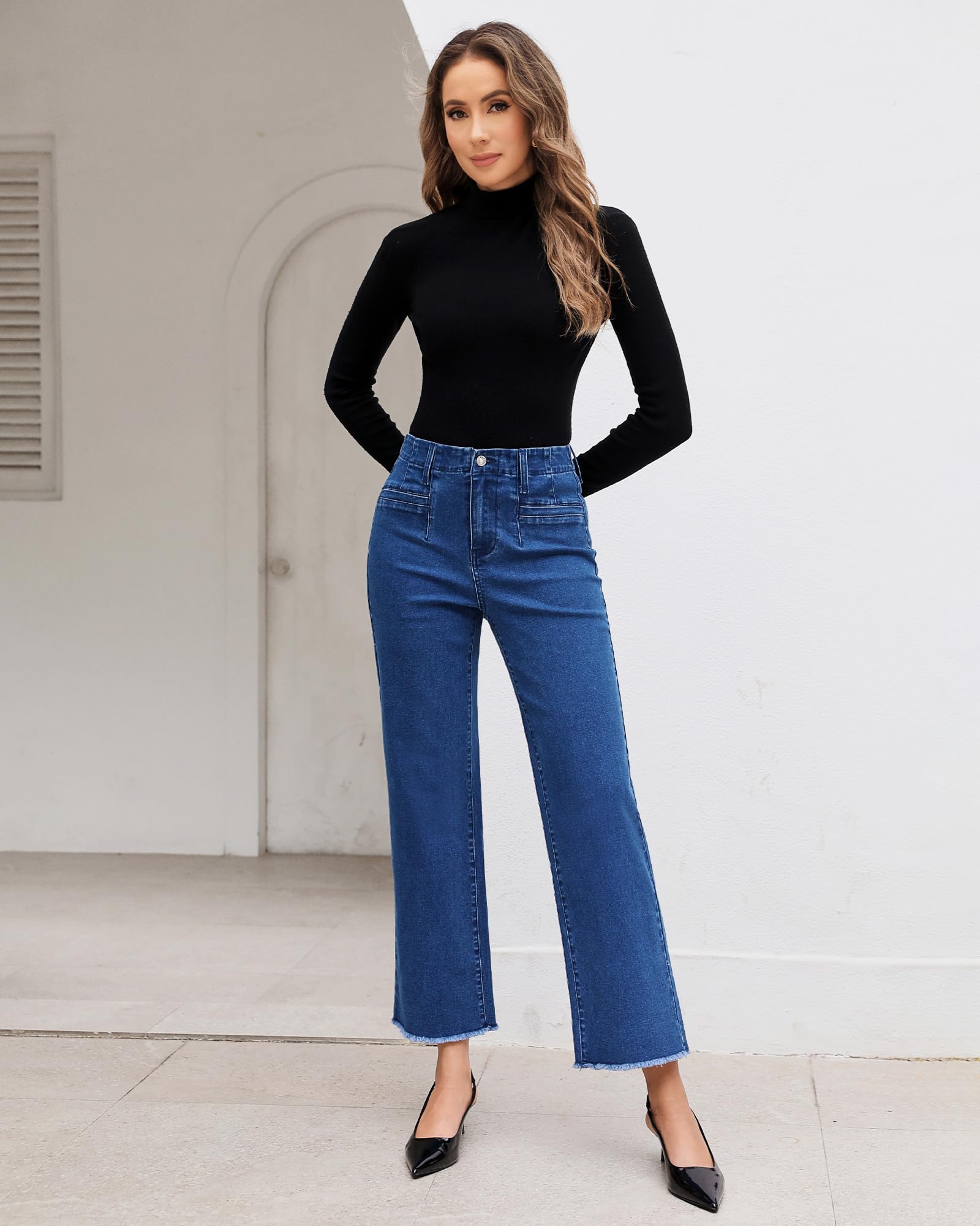 Foto 2 | Jeans Grapent Azul Claro Recortados De Pierna Ancha Y Cintura Alta Para Mujer - Venta Internacional.