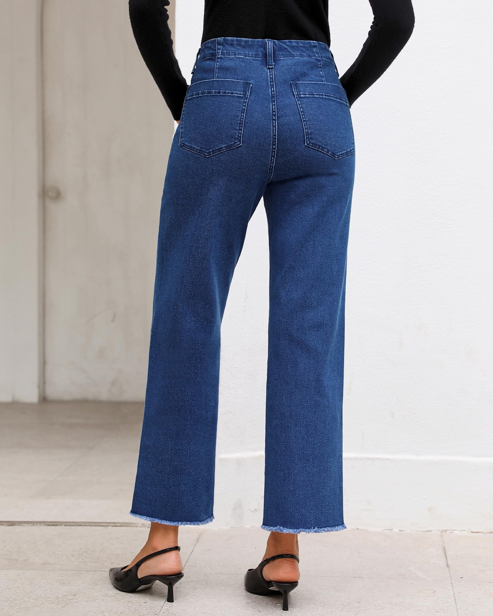 Foto 4 pulgar | Jeans Grapent Azul Claro Recortados De Pierna Ancha Y Cintura Alta Para Mujer - Venta Internacional.
