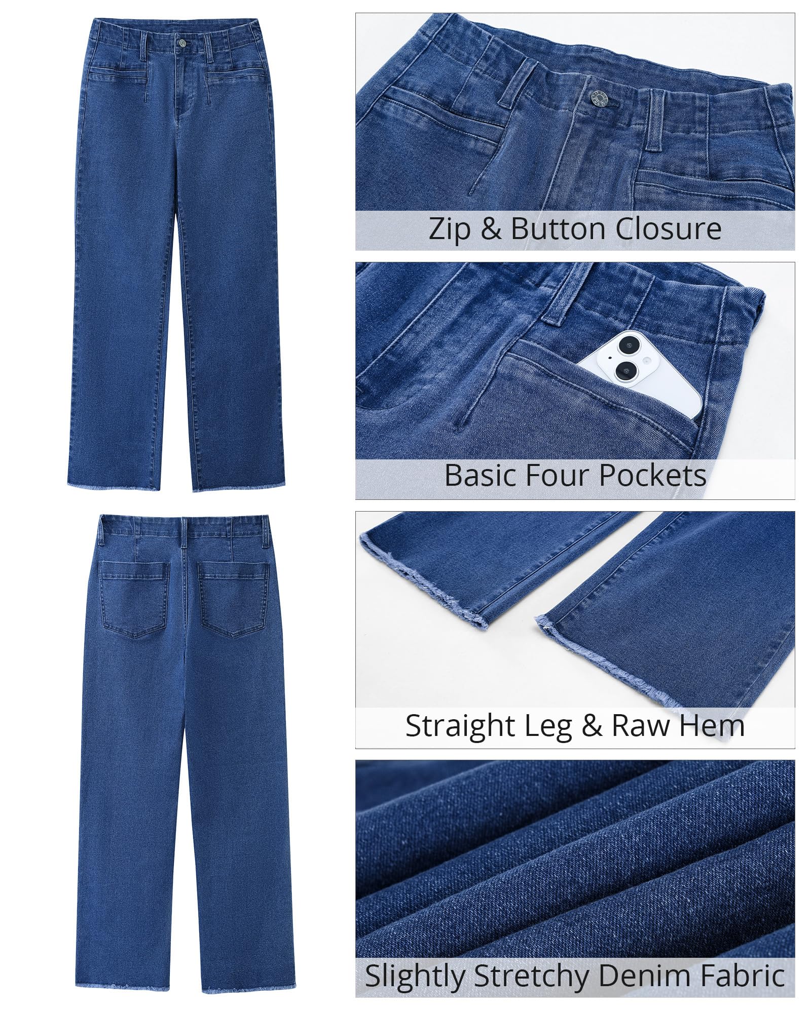 Foto 7 pulgar | Jeans Grapent Azul Claro Recortados De Pierna Ancha Y Cintura Alta Para Mujer - Venta Internacional.