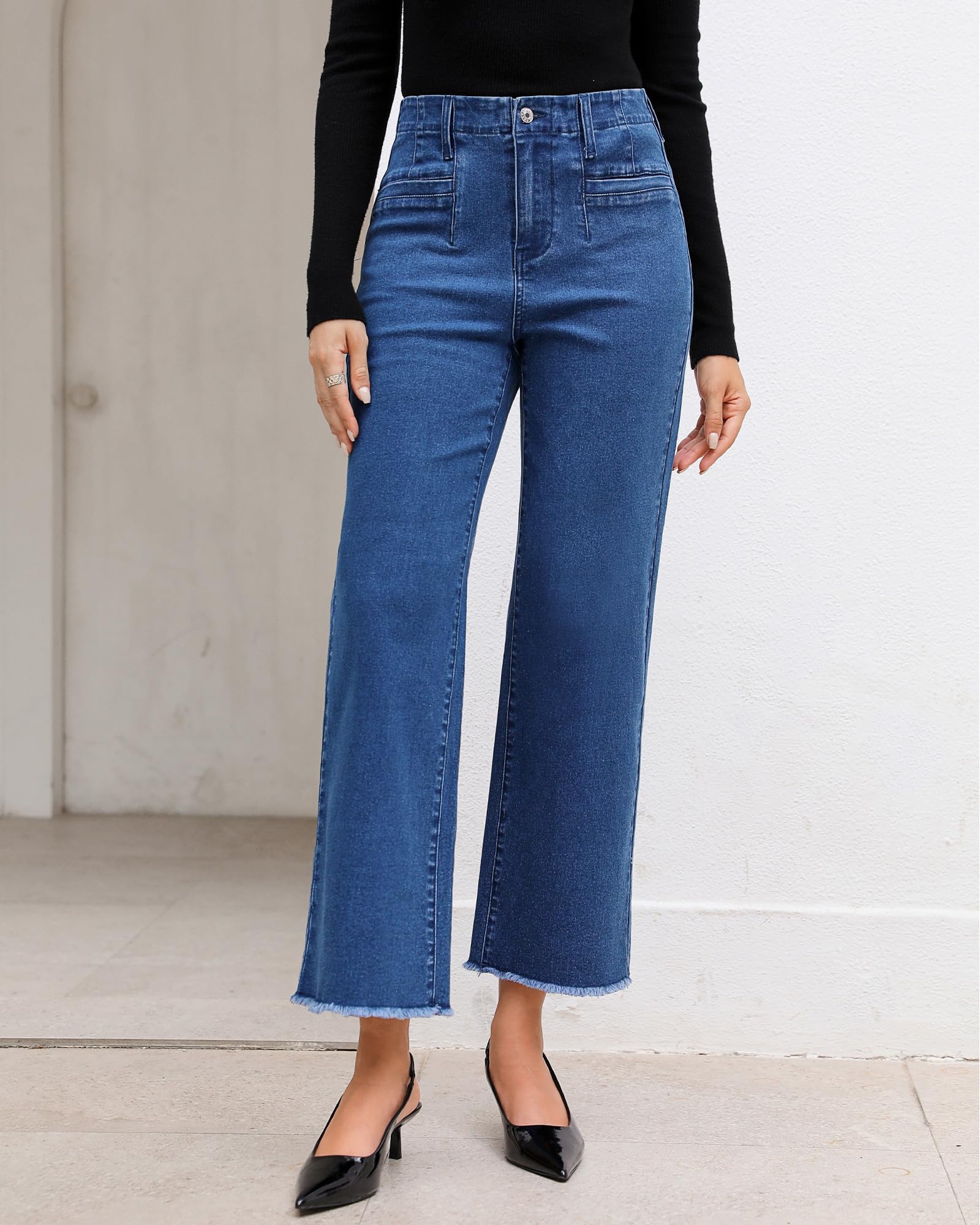 Foto 7 | Jeans Grapent Azul Claro Recortados De Pierna Ancha Y Cintura Alta Para Mujer - Venta Internacional.