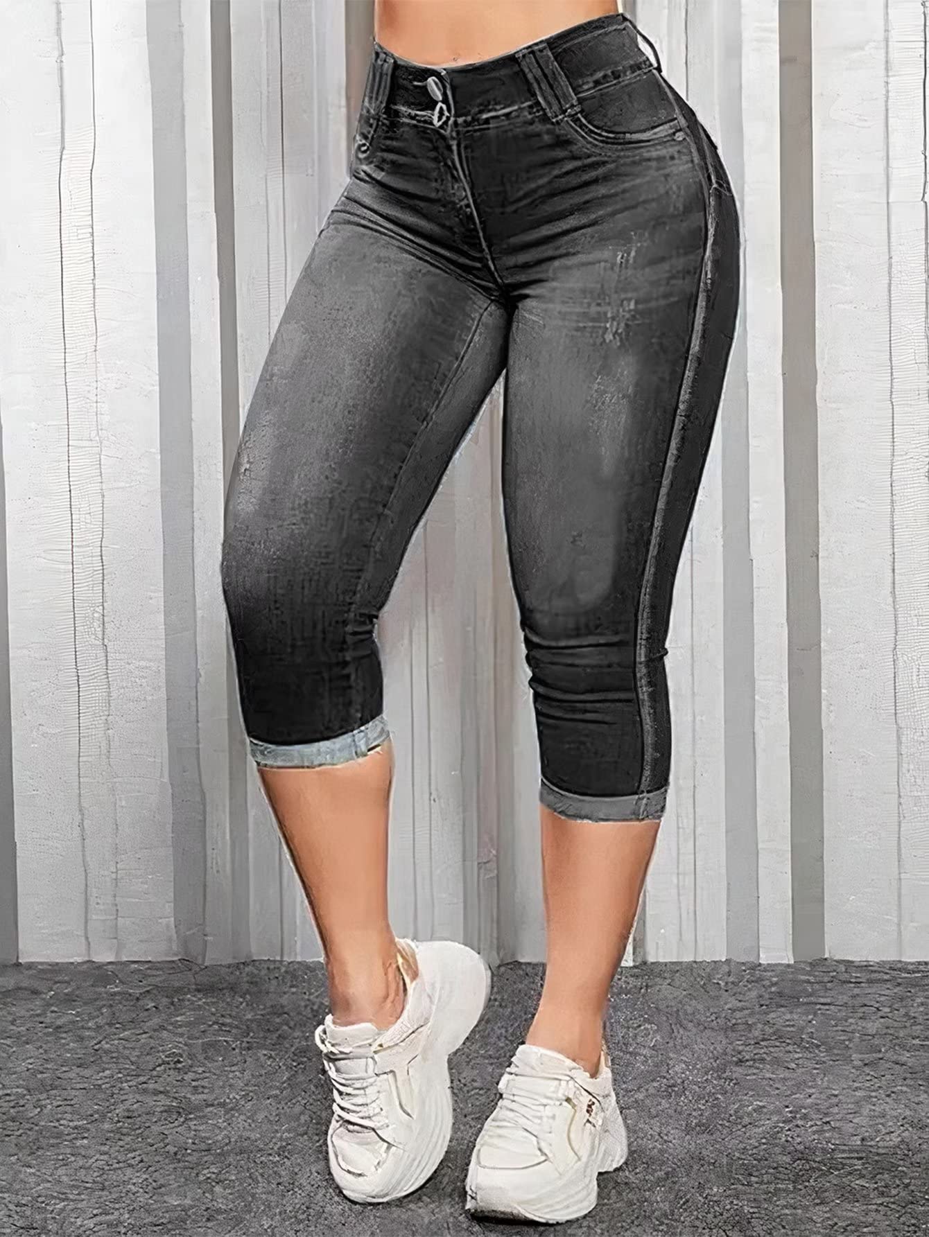Foto 2 | Vaqueros Flamingals Flamingals Para Levantar Glúteos Para Mujer Delgada, Talla S, Color Negro - Venta Internacional.