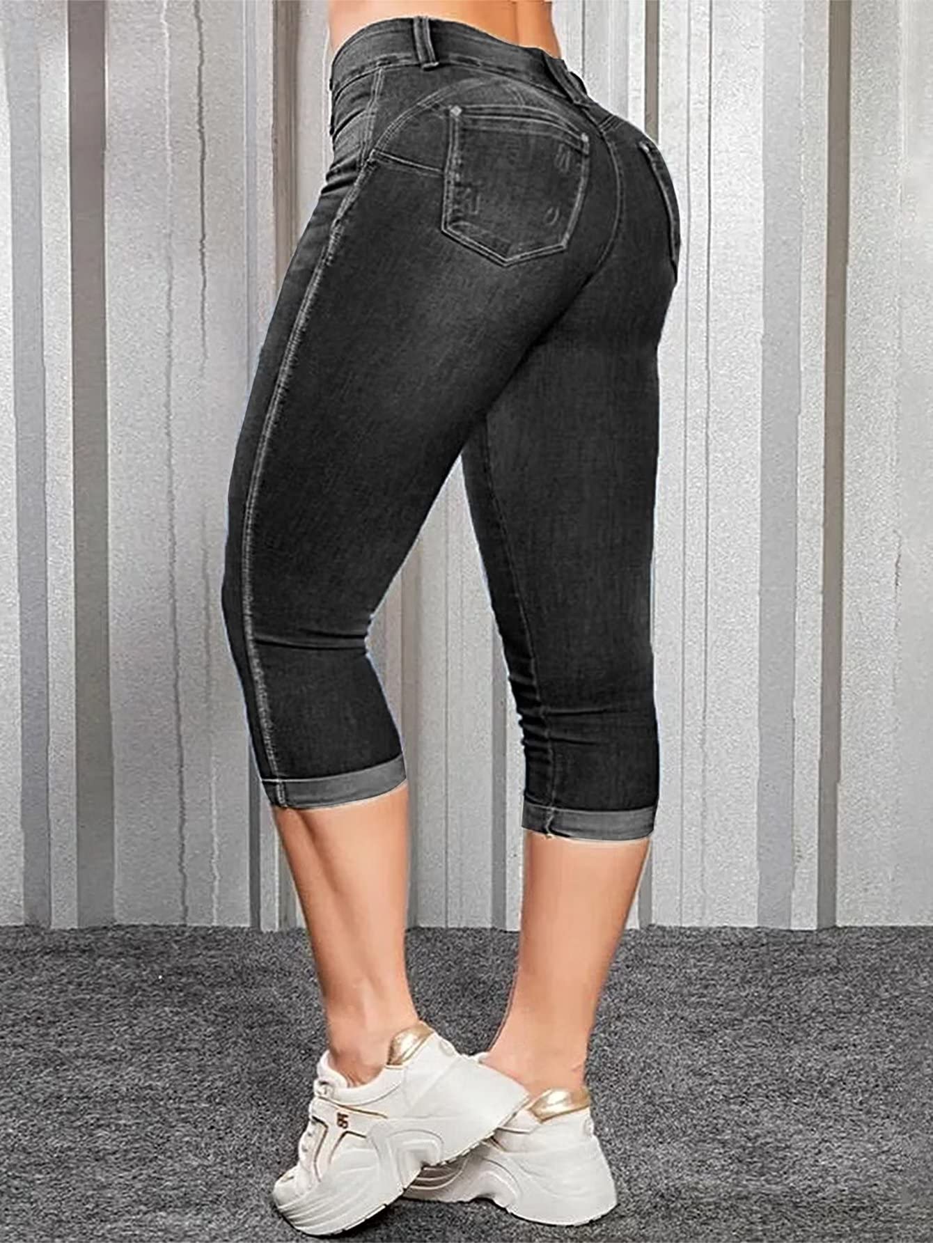 Foto 4 pulgar | Vaqueros Flamingals Flamingals Para Levantar Glúteos Para Mujer Delgada, Talla S, Color Negro - Venta Internacional.