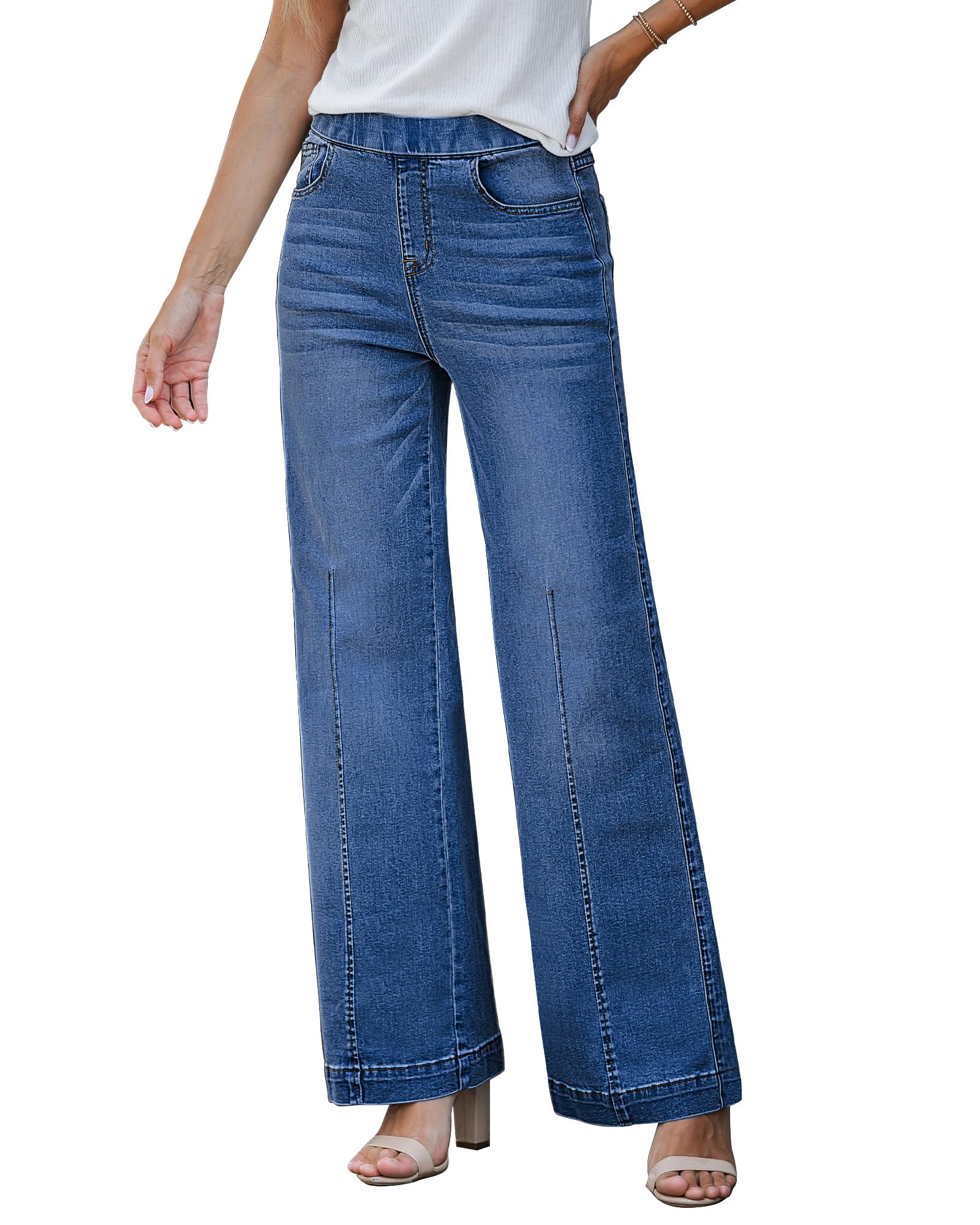 Foto 2 pulgar | Pantalones Grapent Para Mujer, Pantalones Anchos De Viaje, Color Azul, Talla L - Venta Internacional.