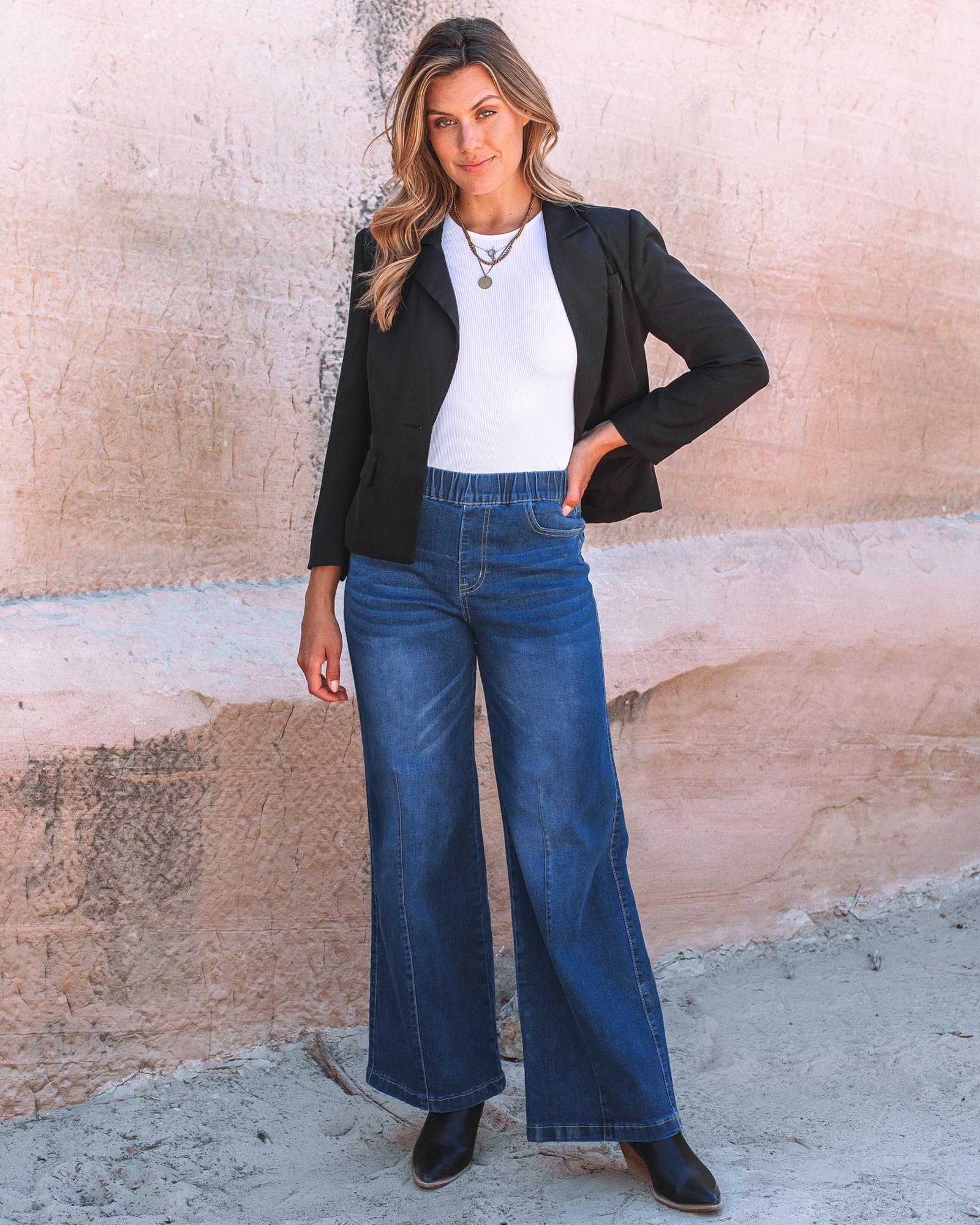 Foto 4 | Pantalones Grapent Para Mujer, Pantalones Anchos De Viaje, Color Azul, Talla L - Venta Internacional.