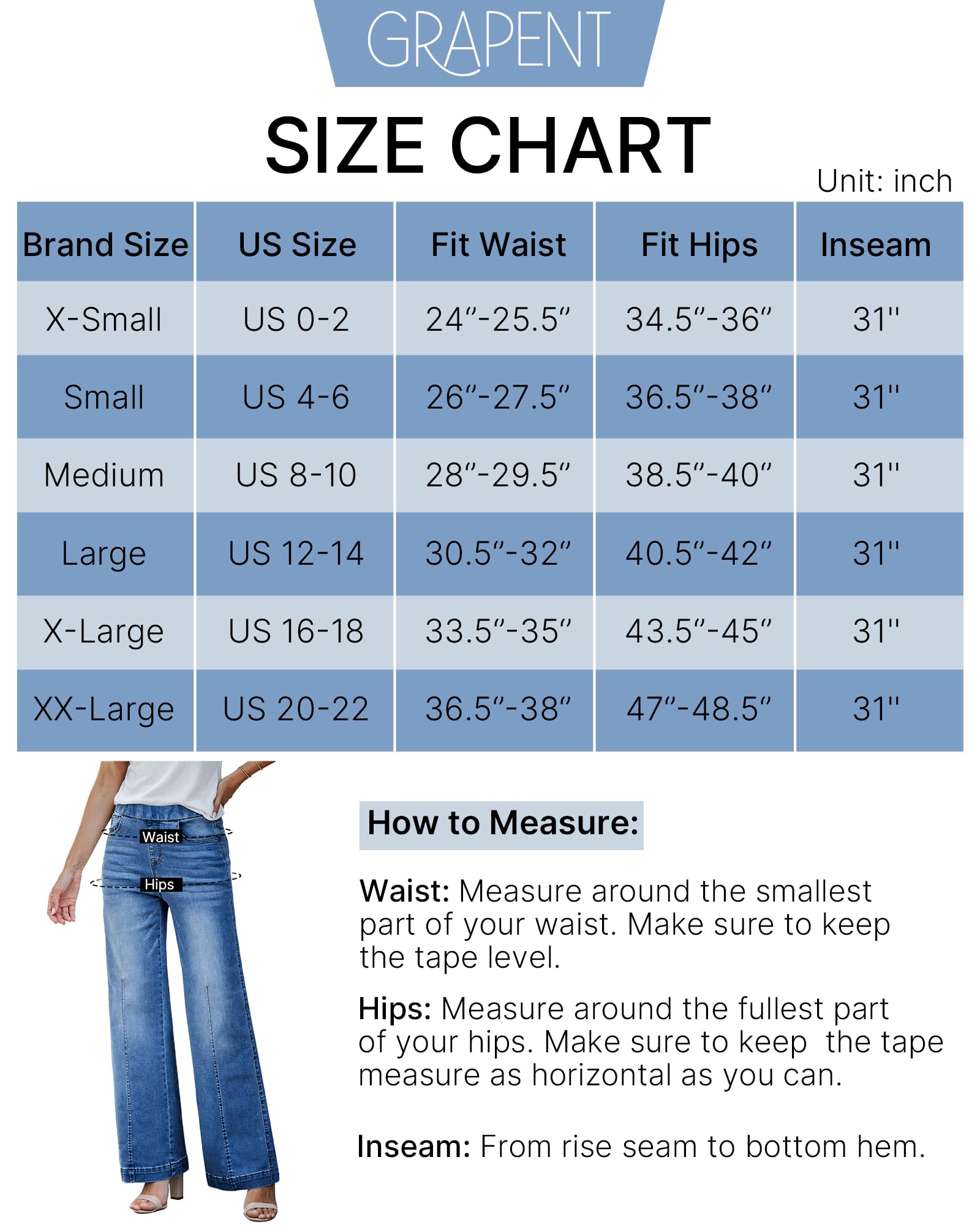 Foto 5 | Pantalones Grapent Para Mujer, Pantalones Anchos De Viaje, Color Azul, Talla L - Venta Internacional.