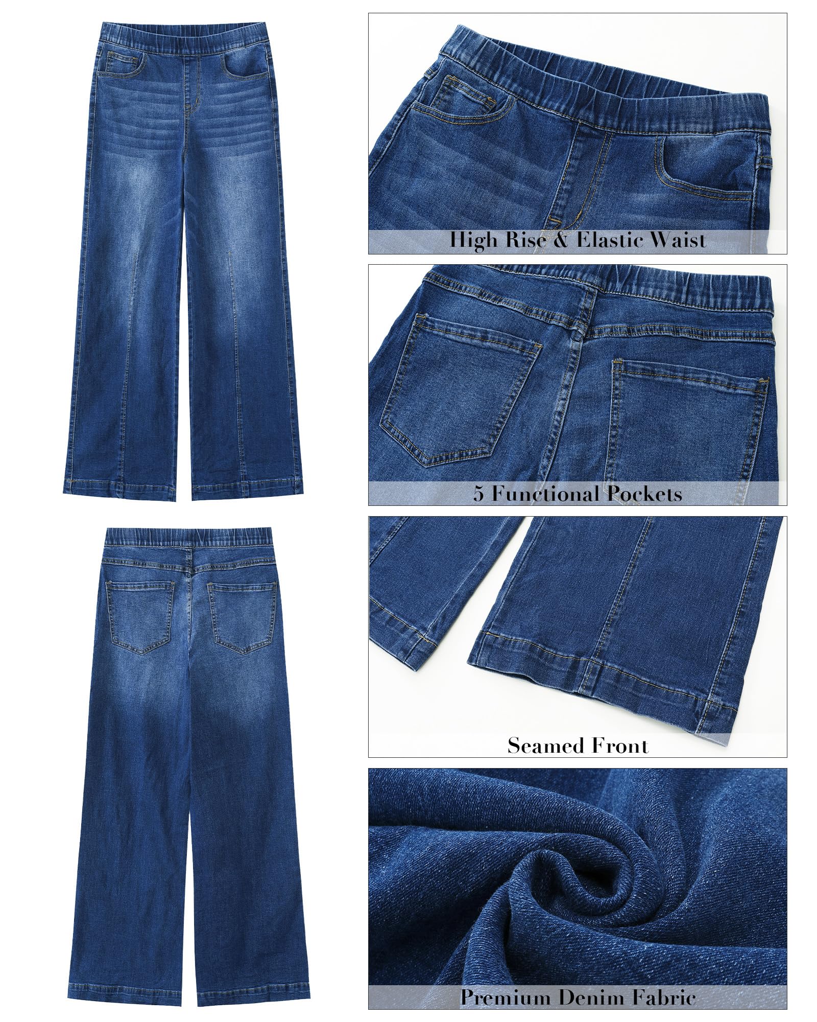 Foto 7 pulgar | Pantalones Grapent Para Mujer, Pantalones Anchos De Viaje, Color Azul, Talla L - Venta Internacional.