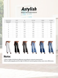 Foto 7 | Vaqueros Elegantes Para Mujer, Cintura Alta, Pierna Recta, Talla 16, Color Negro - Venta Internacional.