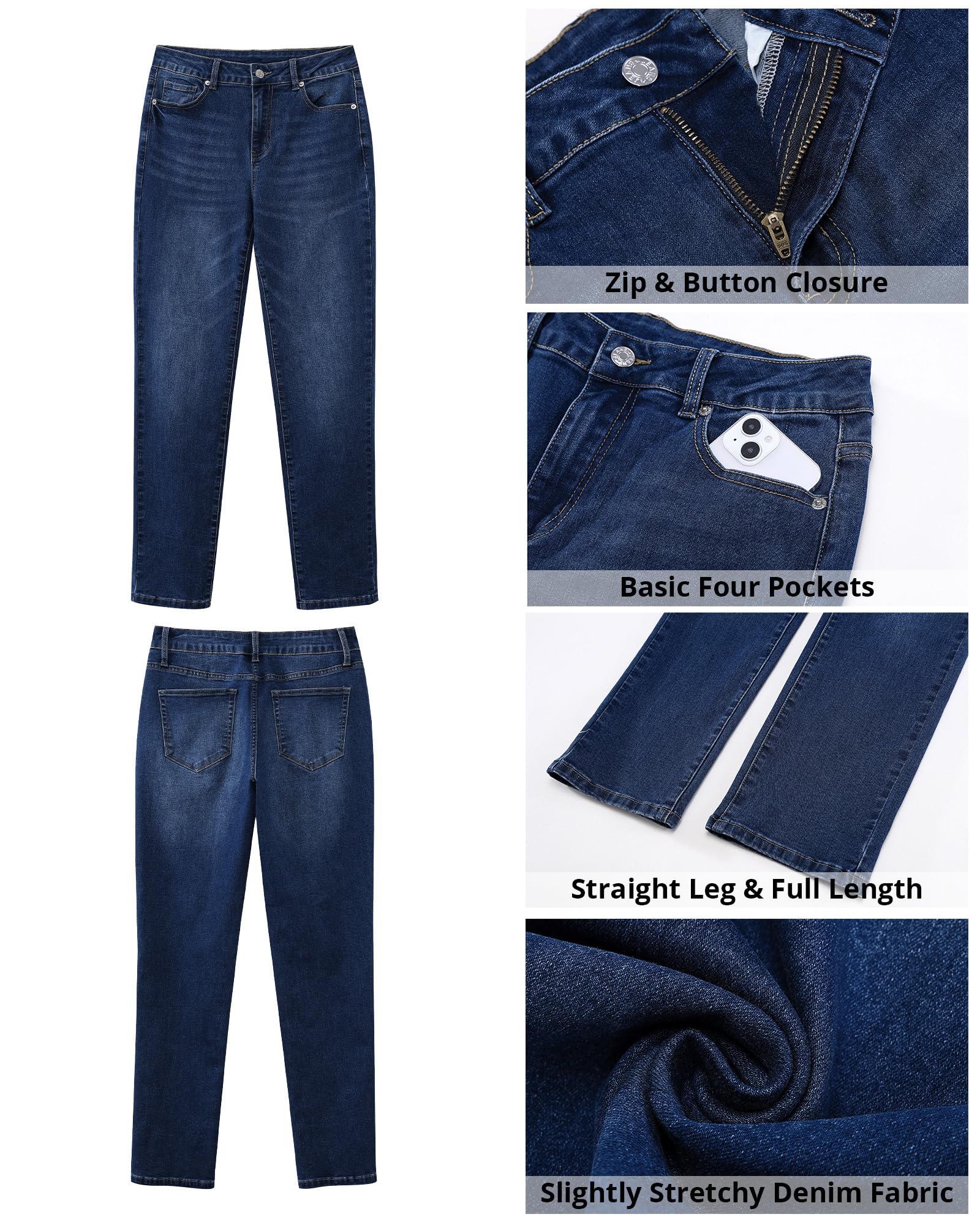 Foto 6 | Vaqueros Grapent Para Mujer, Talla Grande, Azul Oscuro, Pierna Recta - Venta Internacional.