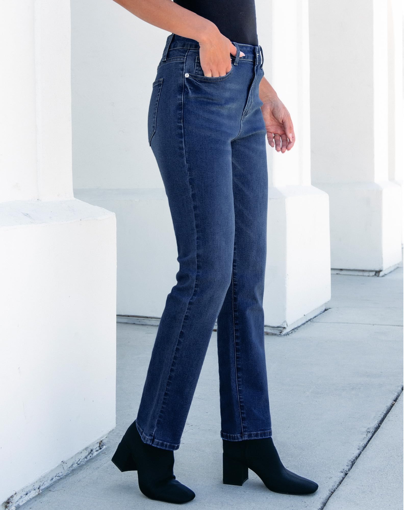 Foto 7 | Vaqueros Grapent Para Mujer, Talla Grande, Azul Oscuro, Pierna Recta - Venta Internacional.