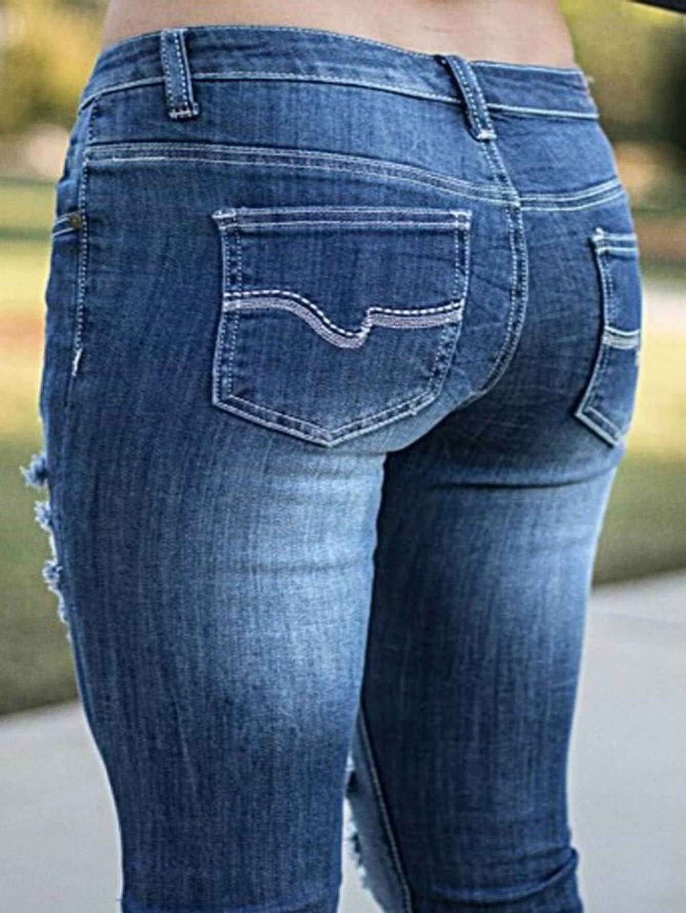 Foto 7 | Jeans Flamingals De Talle Bajo, Corte De Bota Desgastado, Pierna Ancha, Mujer - Venta Internacional.