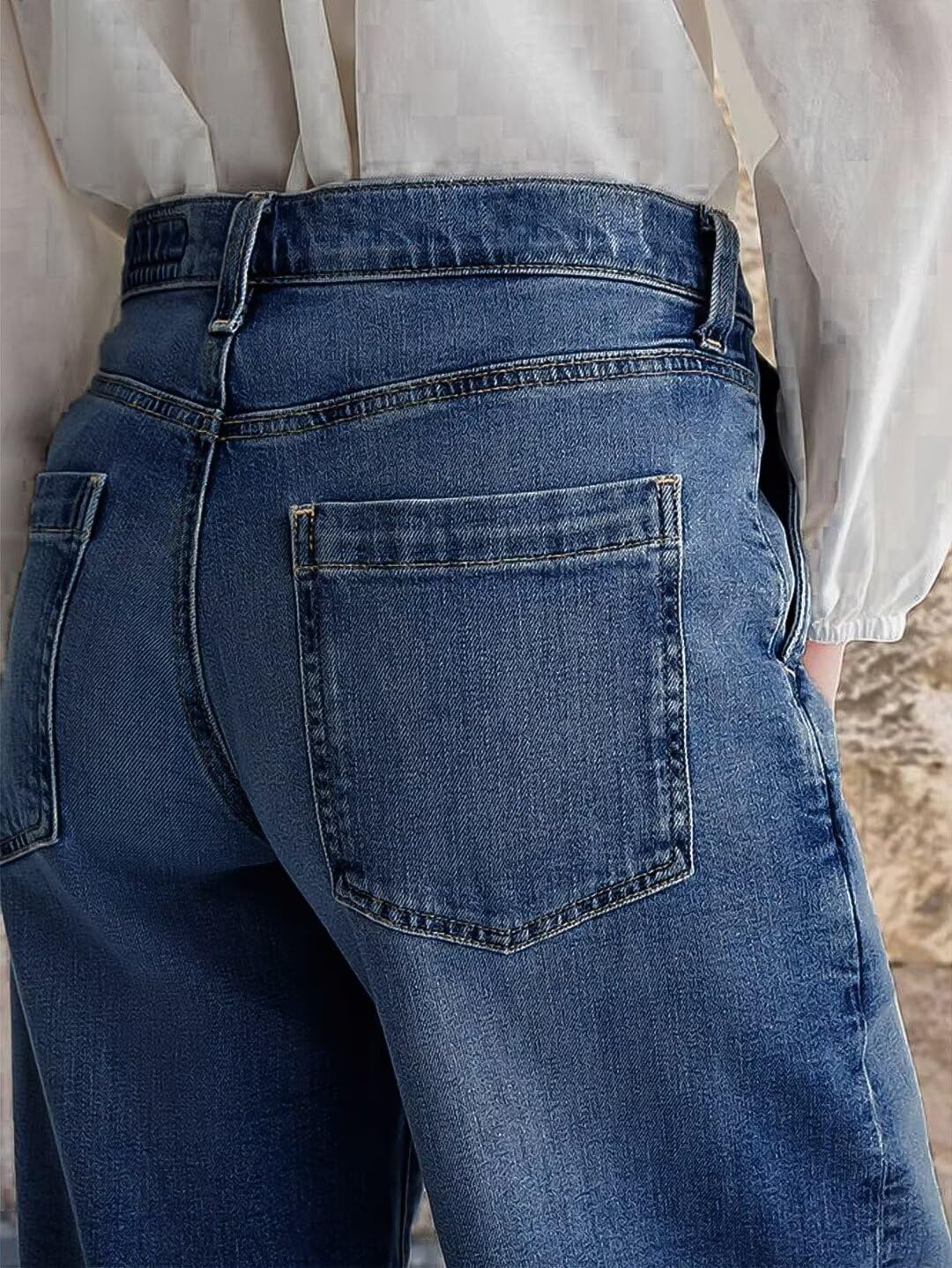 Foto 7 pulgar | Pantalones Vaqueros Anchos Flamingals Para Mujer, Color Azul Marino, Talla S - Venta Internacional.