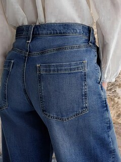 Foto 6 | Pantalones Vaqueros Anchos Flamingals Para Mujer, Color Azul Marino, Talla S - Venta Internacional.