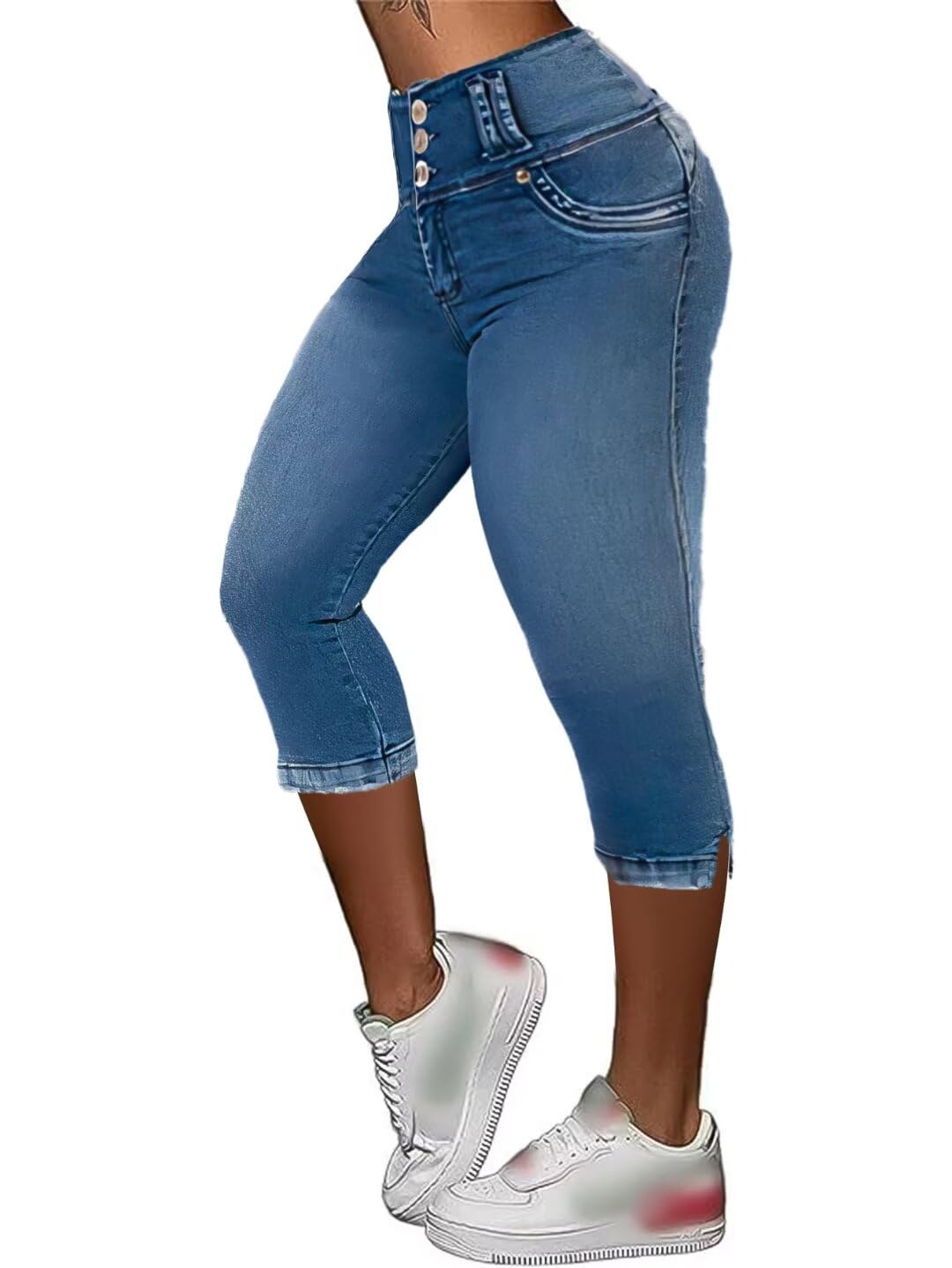 Foto 2 pulgar | Bermudas Capri Jeans Flamingals Para Mujer Deep Blue Xl - Venta Internacional.