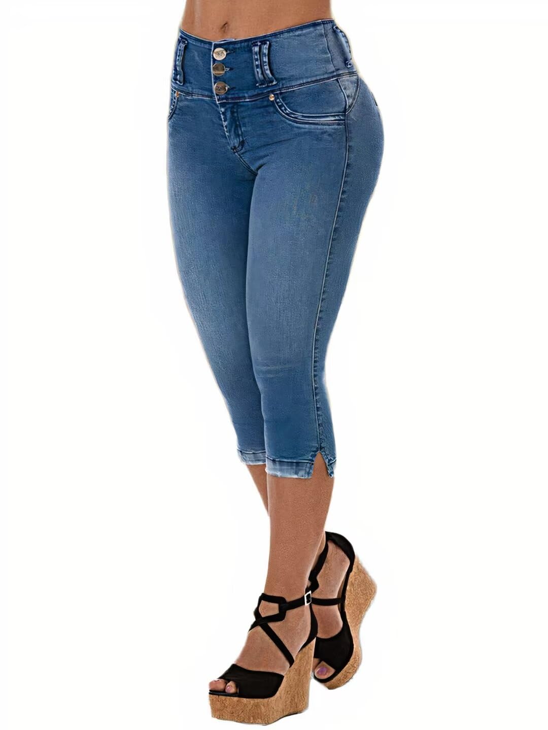 Foto 3 pulgar | Bermudas Capri Jeans Flamingals Para Mujer Deep Blue Xl - Venta Internacional.