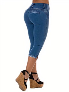 Foto 7 | Bermudas Capri Jeans Flamingals Para Mujer Deep Blue Xl - Venta Internacional.