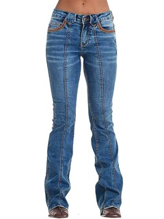 Foto 1 | Vaqueros Flamingals Flare Bootcut De Talle Bajo Para Mujer, Azul Medio Xl - Venta Internacional.