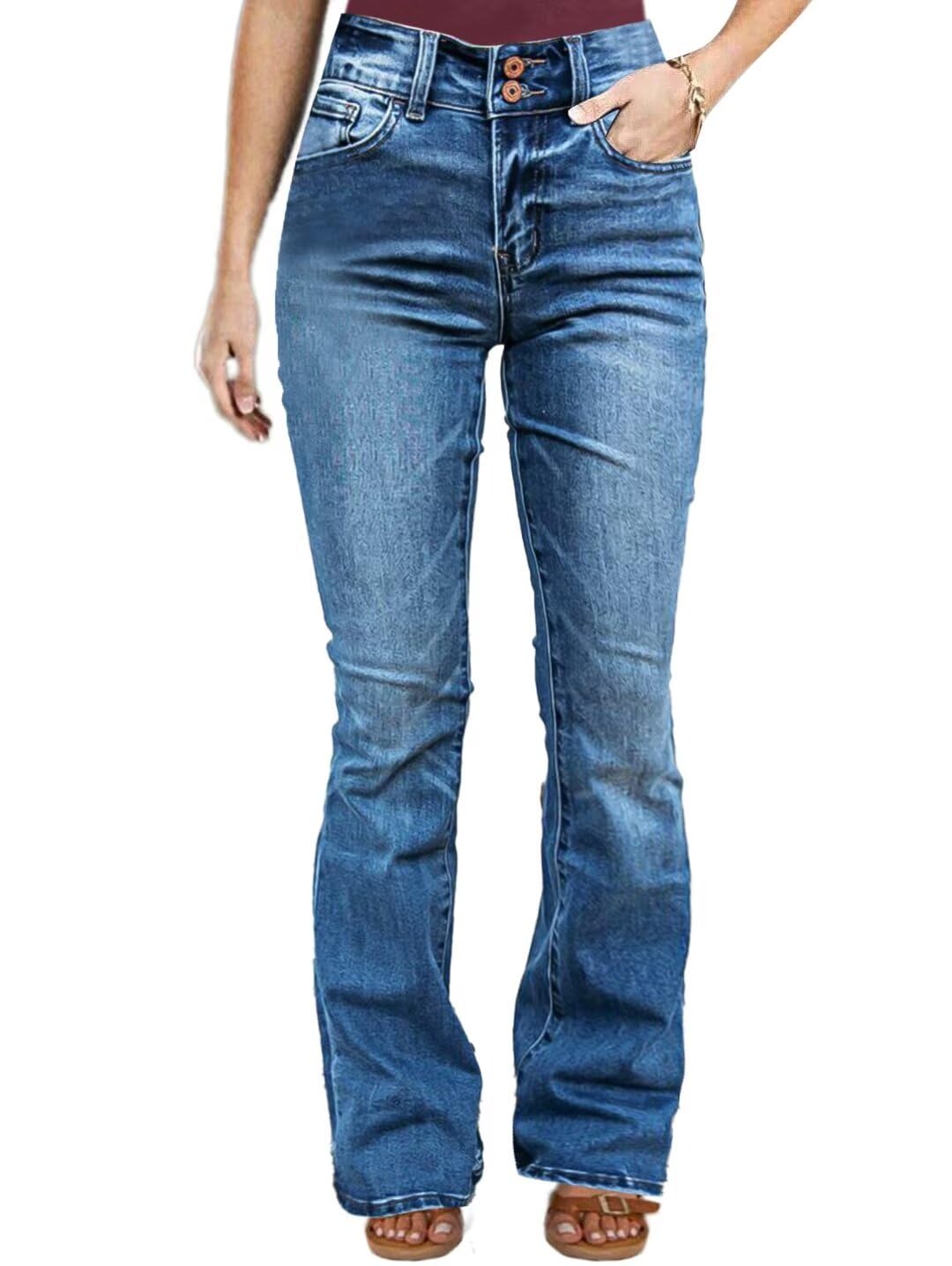 Foto 2 pulgar | Pantalones Vaqueros Flamingals Para Levantamiento De Glúteos, Azul Cielo, Para Mujer, Talla S - Venta Internacional.