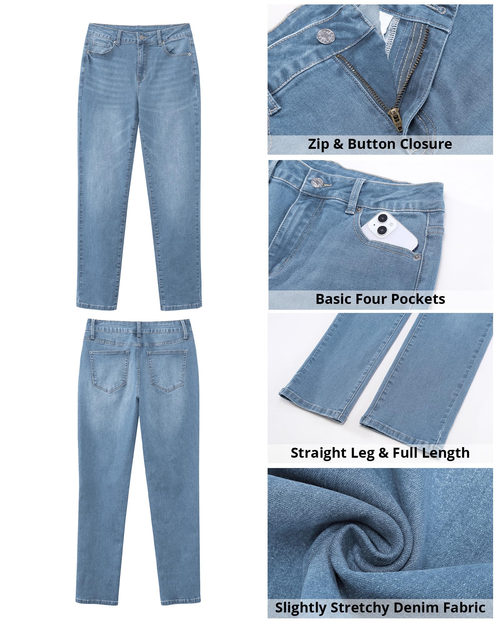 Foto 7 pulgar | Vaqueros Grapent Straight Leg Para Mujer, Azules, Talla 8-10 M - Venta Internacional.