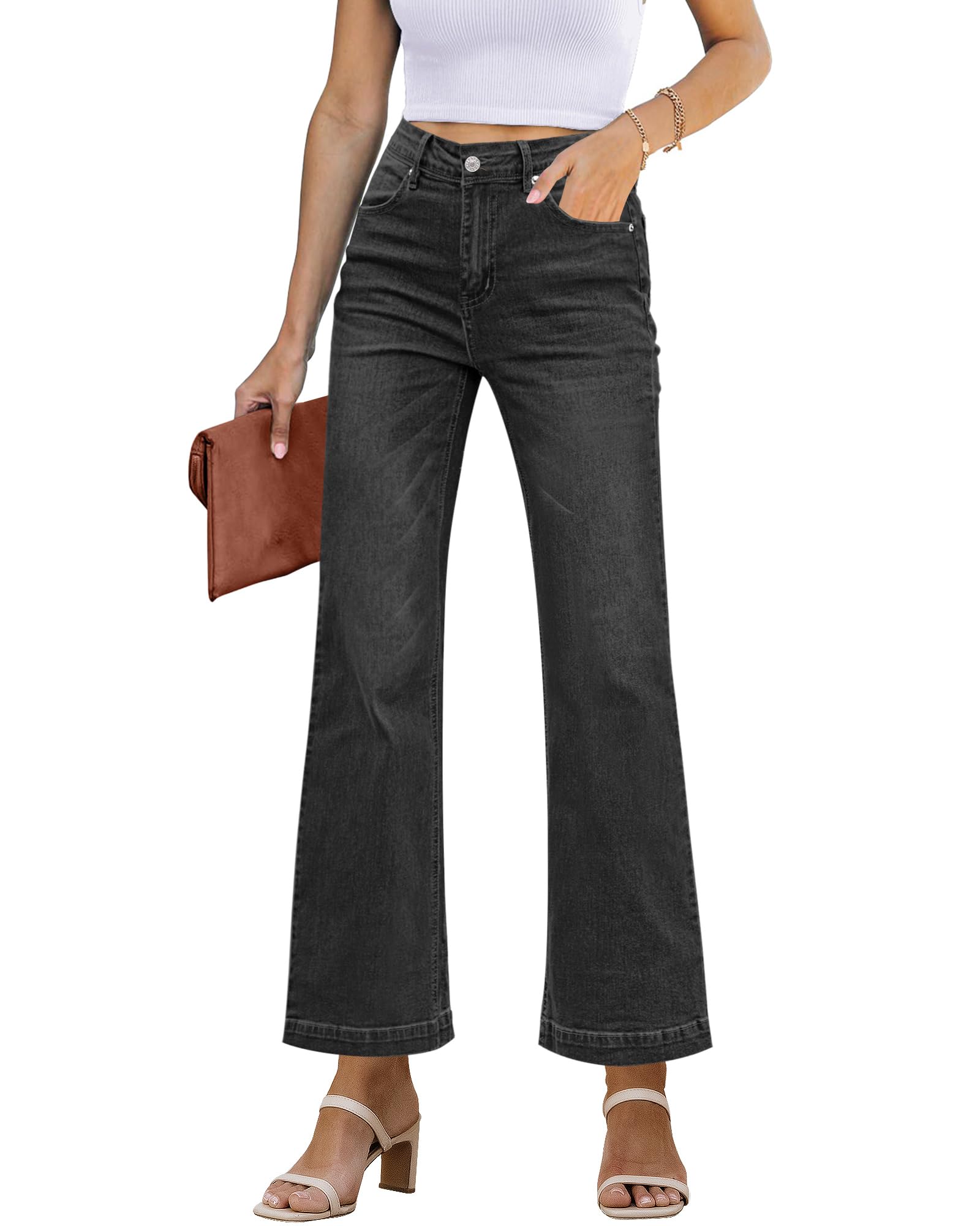 Vaqueros Grapent Holgados Negros De Cintura Alta Para Mujer, Talla Grande, Negros - Venta Internacional.