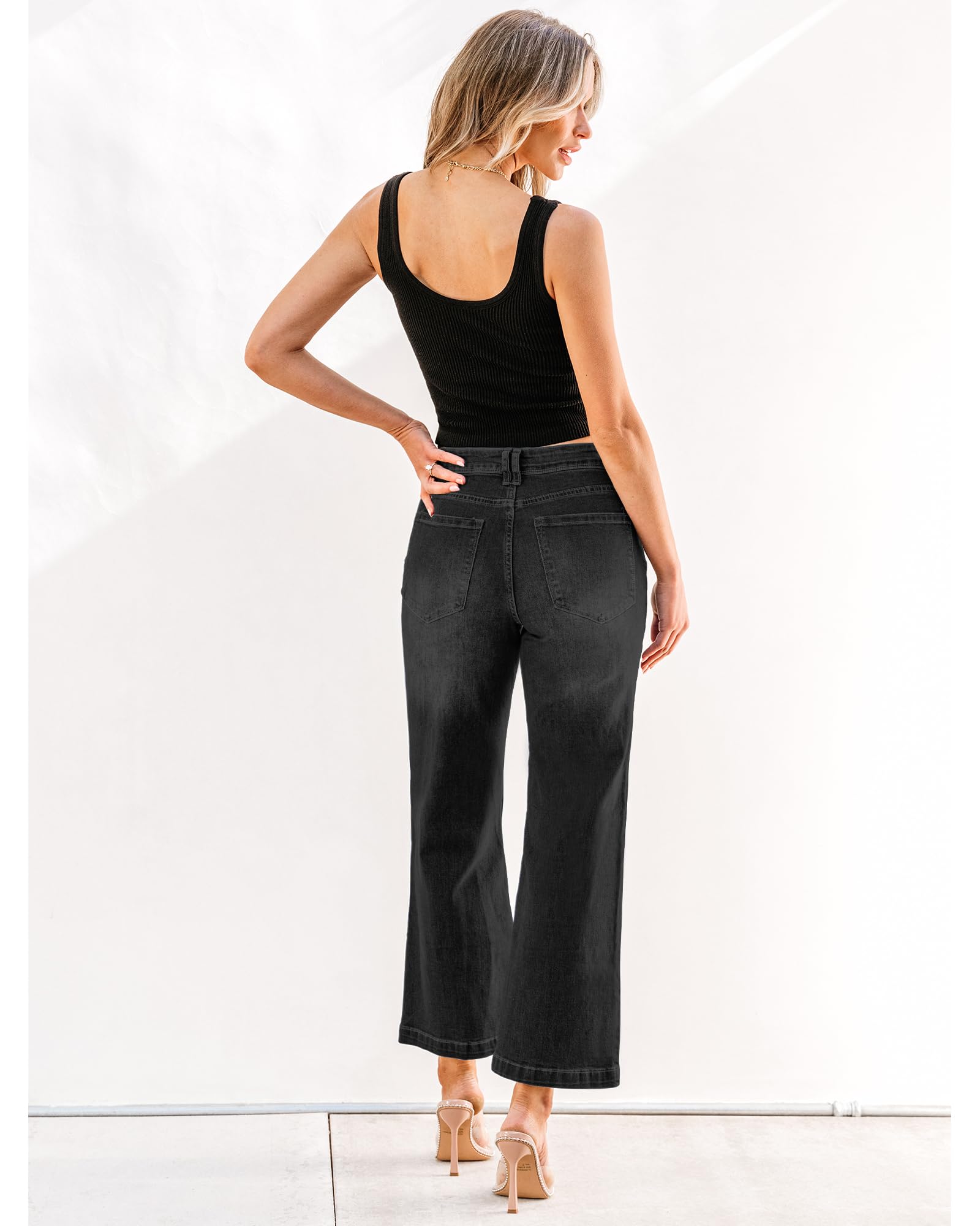 Foto 3 pulgar | Vaqueros Grapent Holgados Negros De Cintura Alta Para Mujer, Talla Grande, Negros - Venta Internacional.